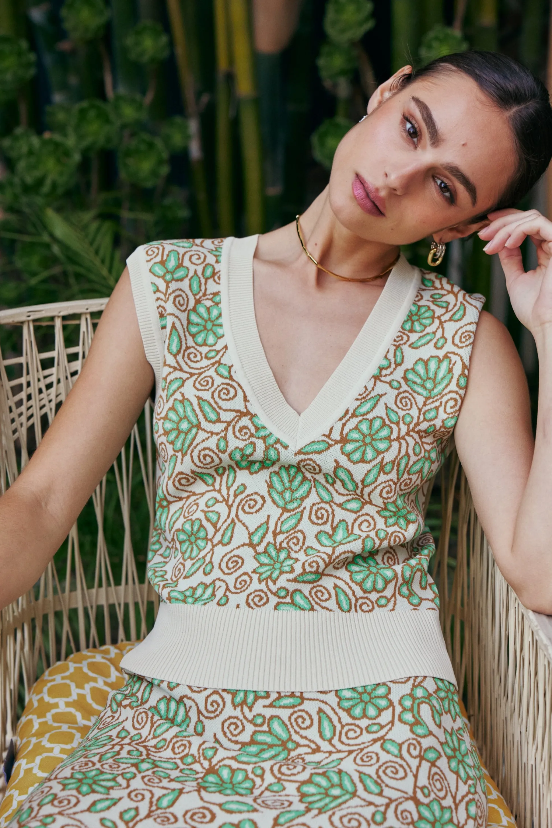 Floral Sweater Vest<Current Air Clearance