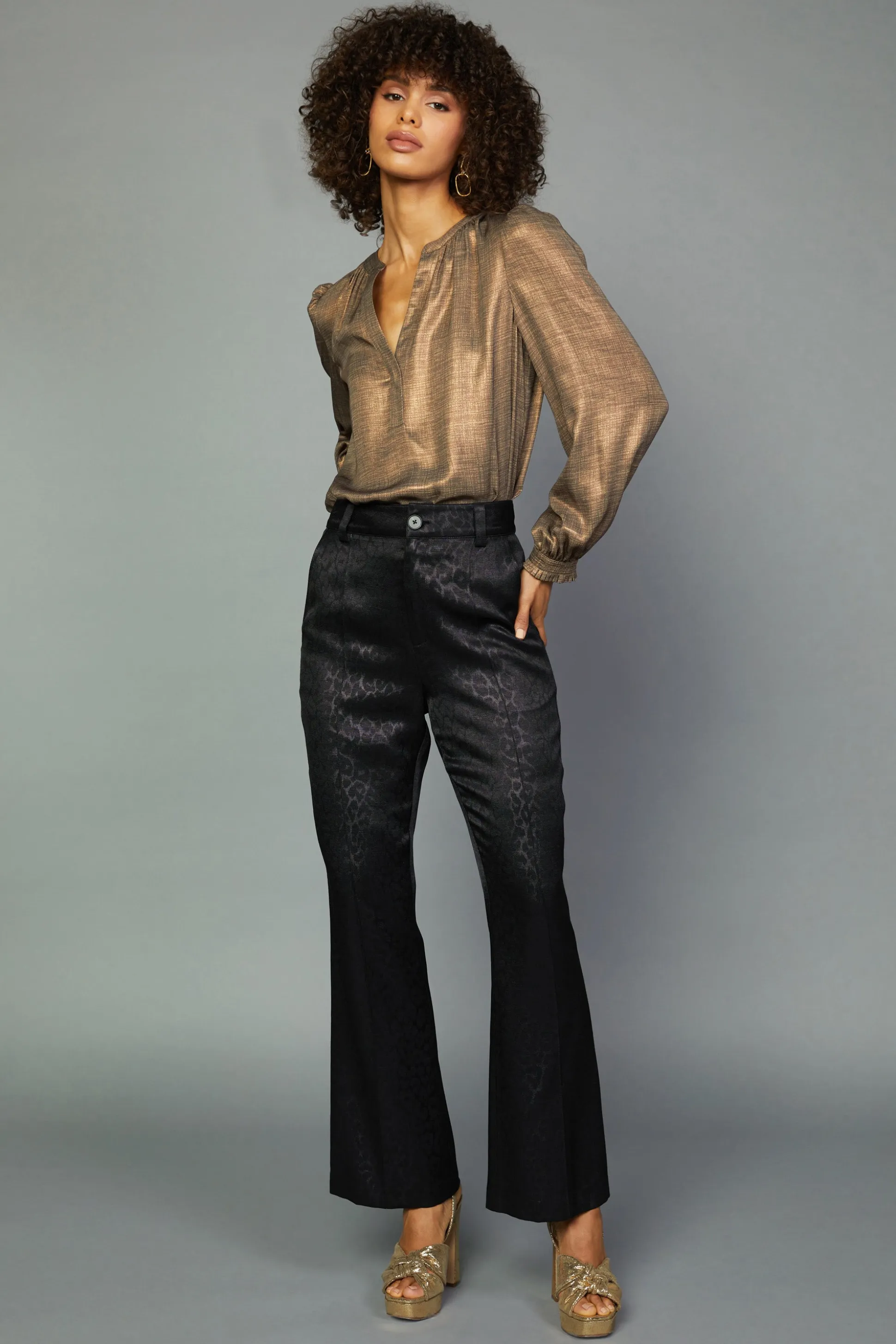 Leopard Jacquard Flare Pants<Current Air Clearance