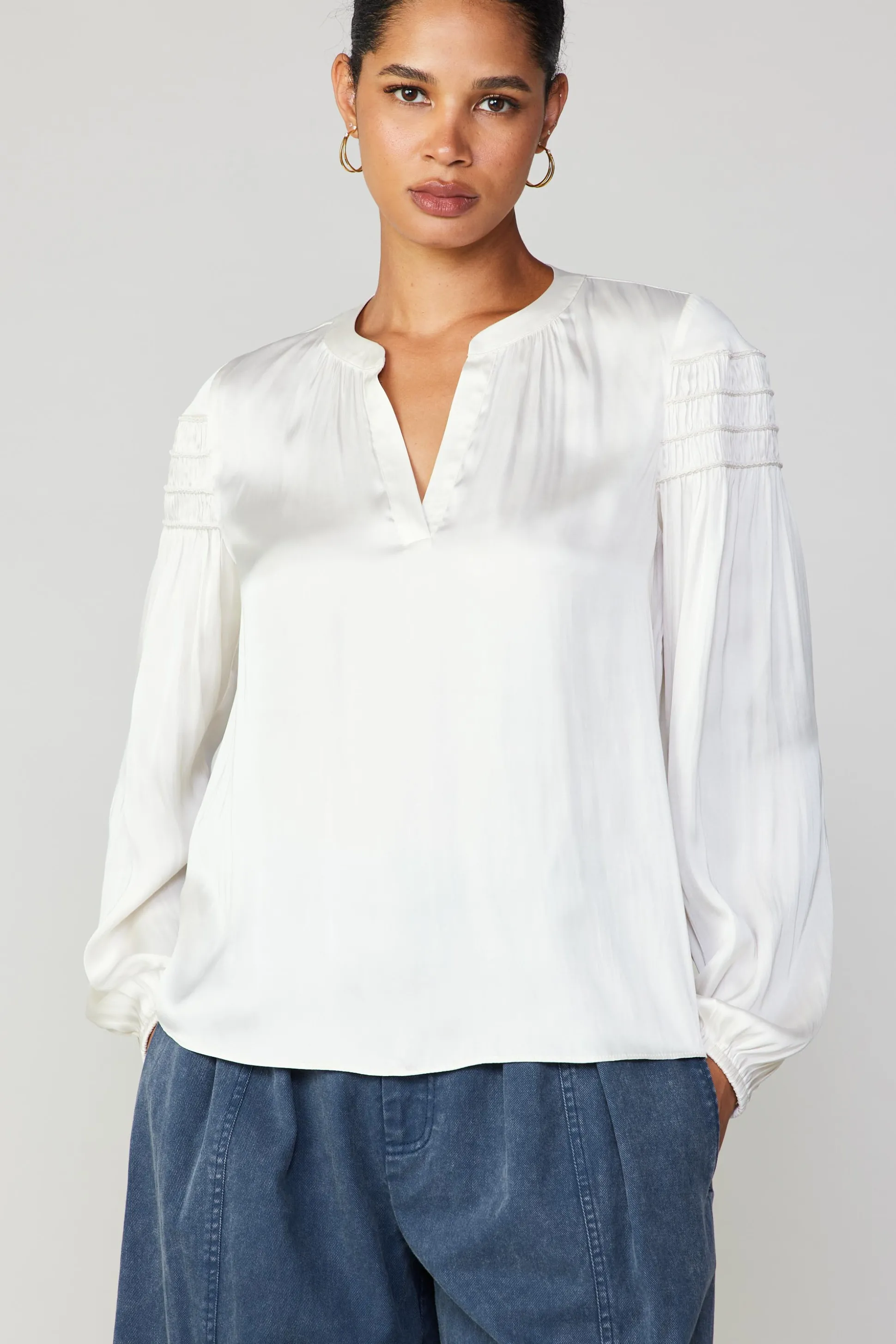 Smocked Sleeve Blouse<Current Air Fashion