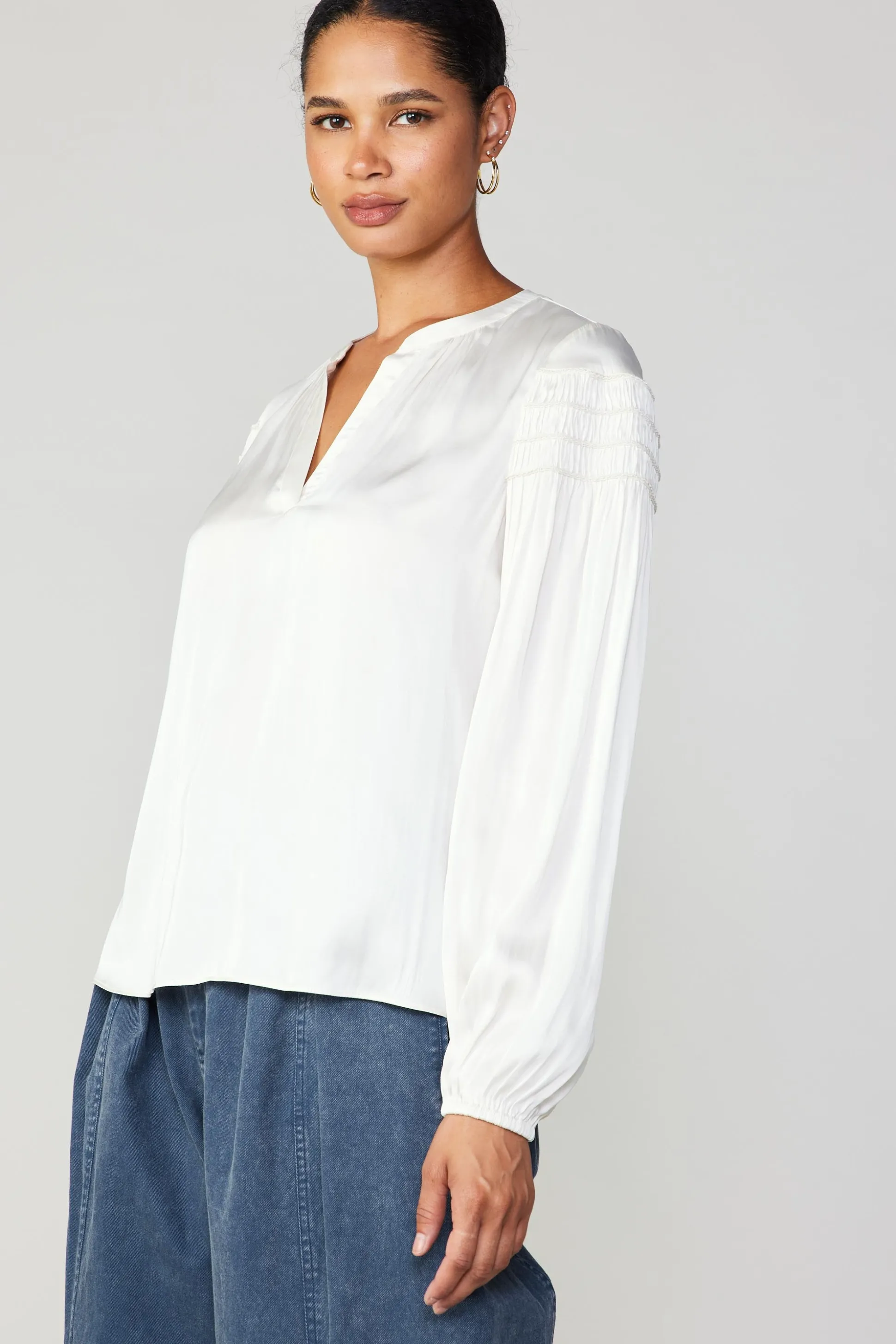 Smocked Sleeve Blouse<Current Air Fashion