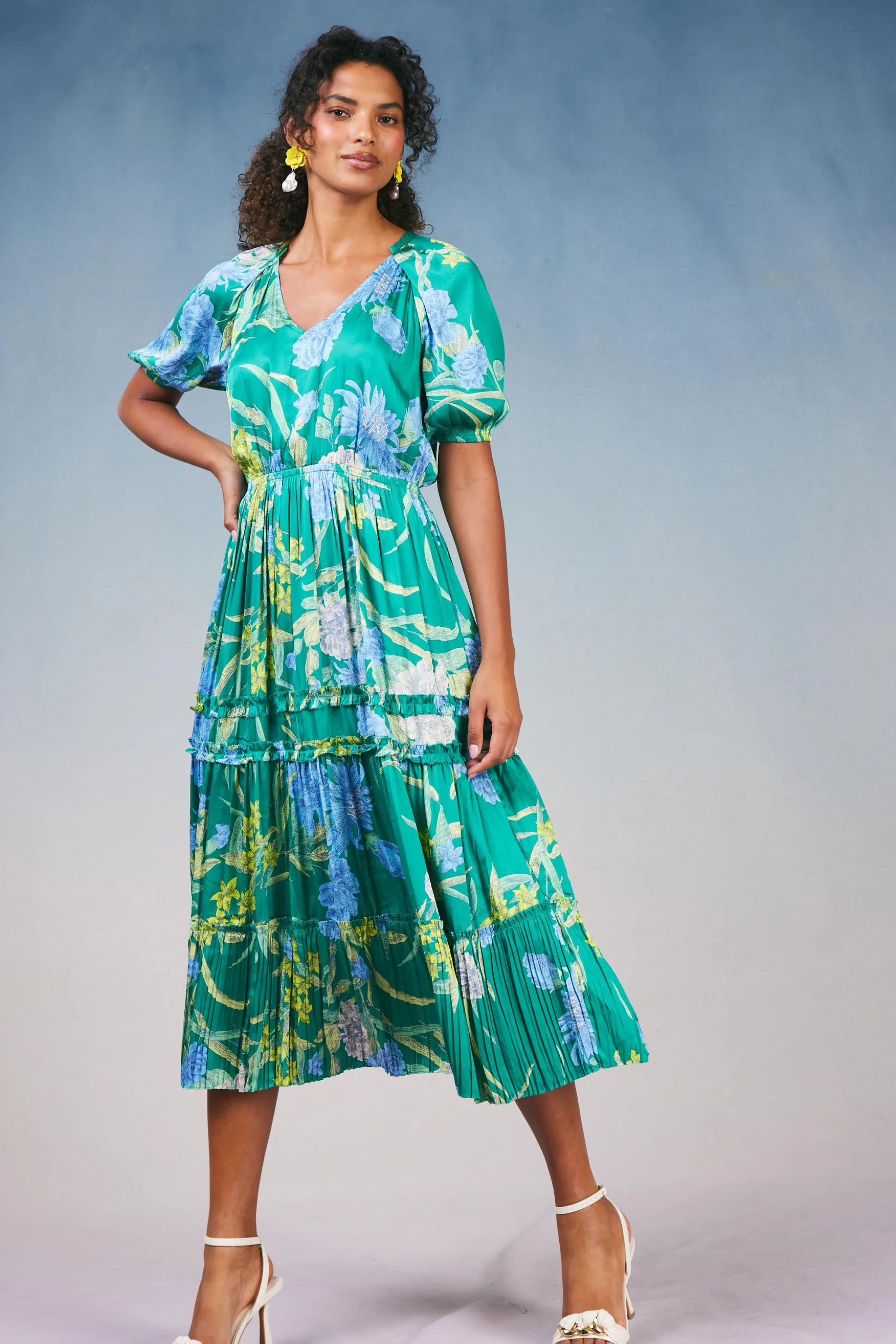 Hana Botanical Midi Dress<Current Air Best