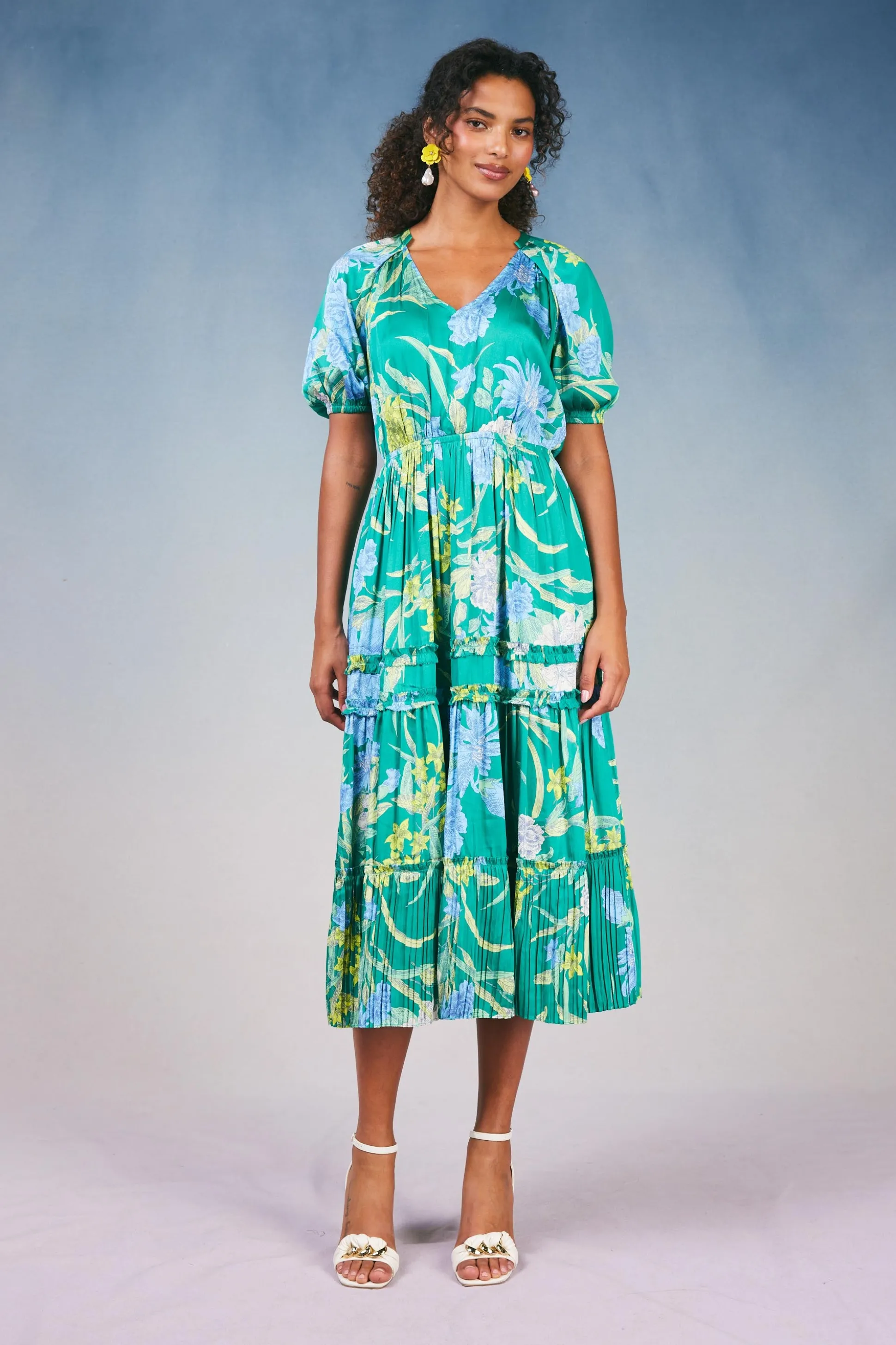 Hana Botanical Midi Dress<Current Air Best
