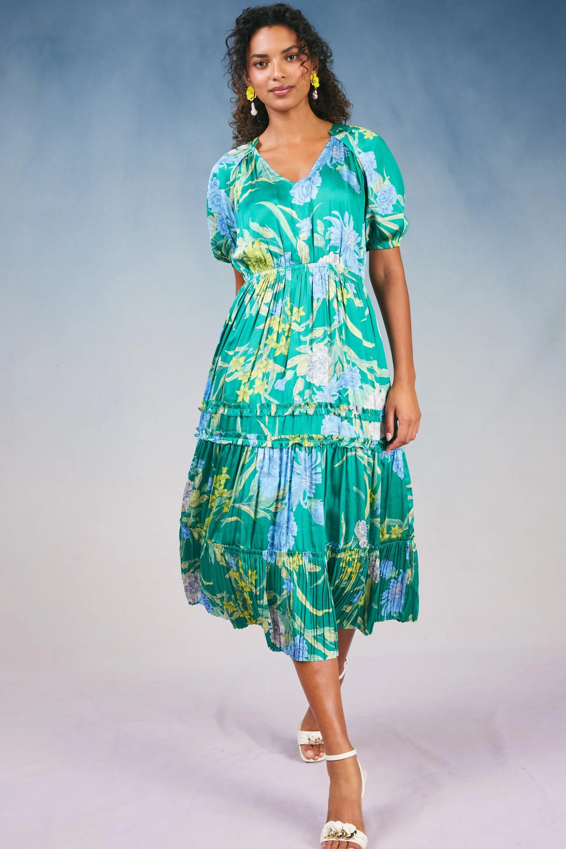 Hana Botanical Midi Dress<Current Air Best