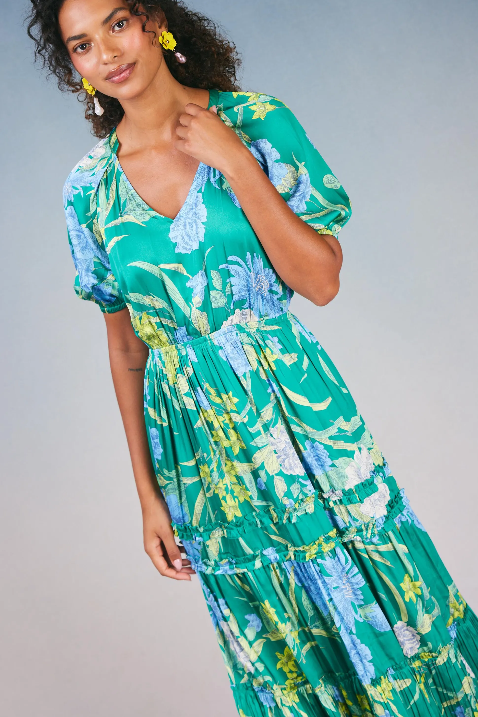 Hana Botanical Midi Dress<Current Air Best