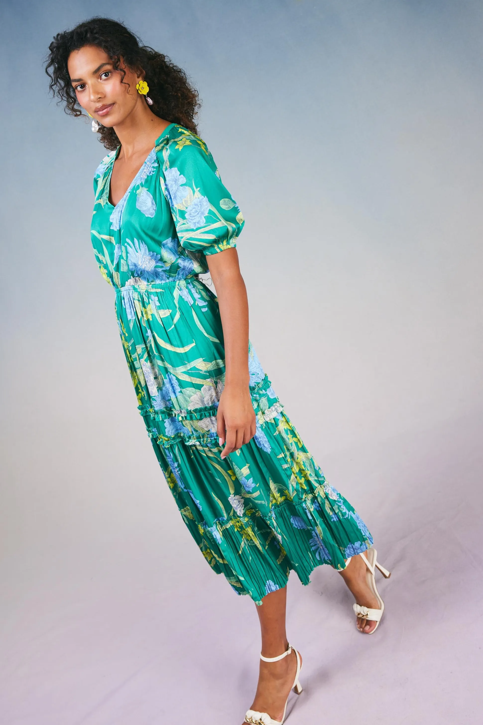 Hana Botanical Midi Dress<Current Air Best