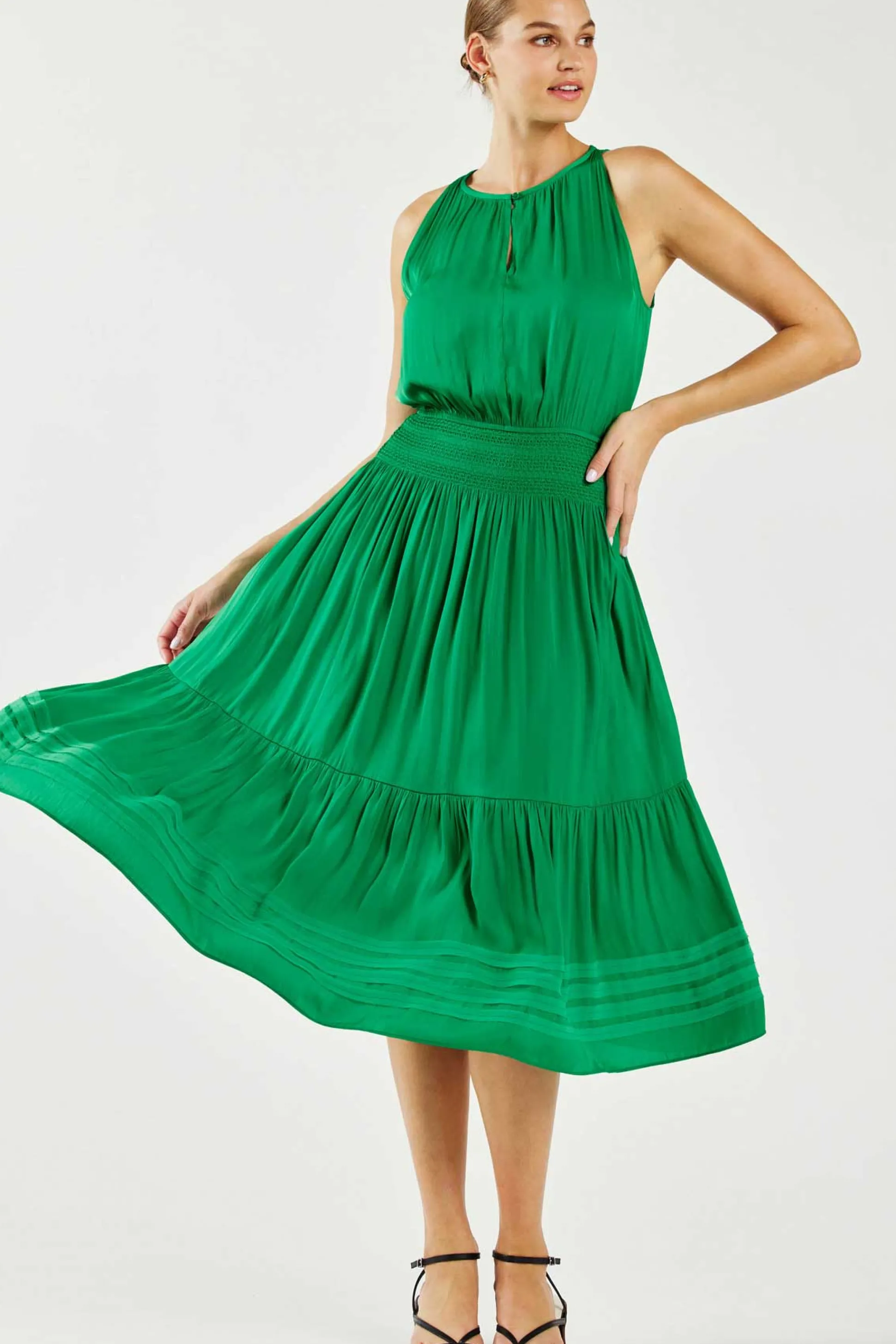 Halter Smocked Midi Dress<Current Air Discount