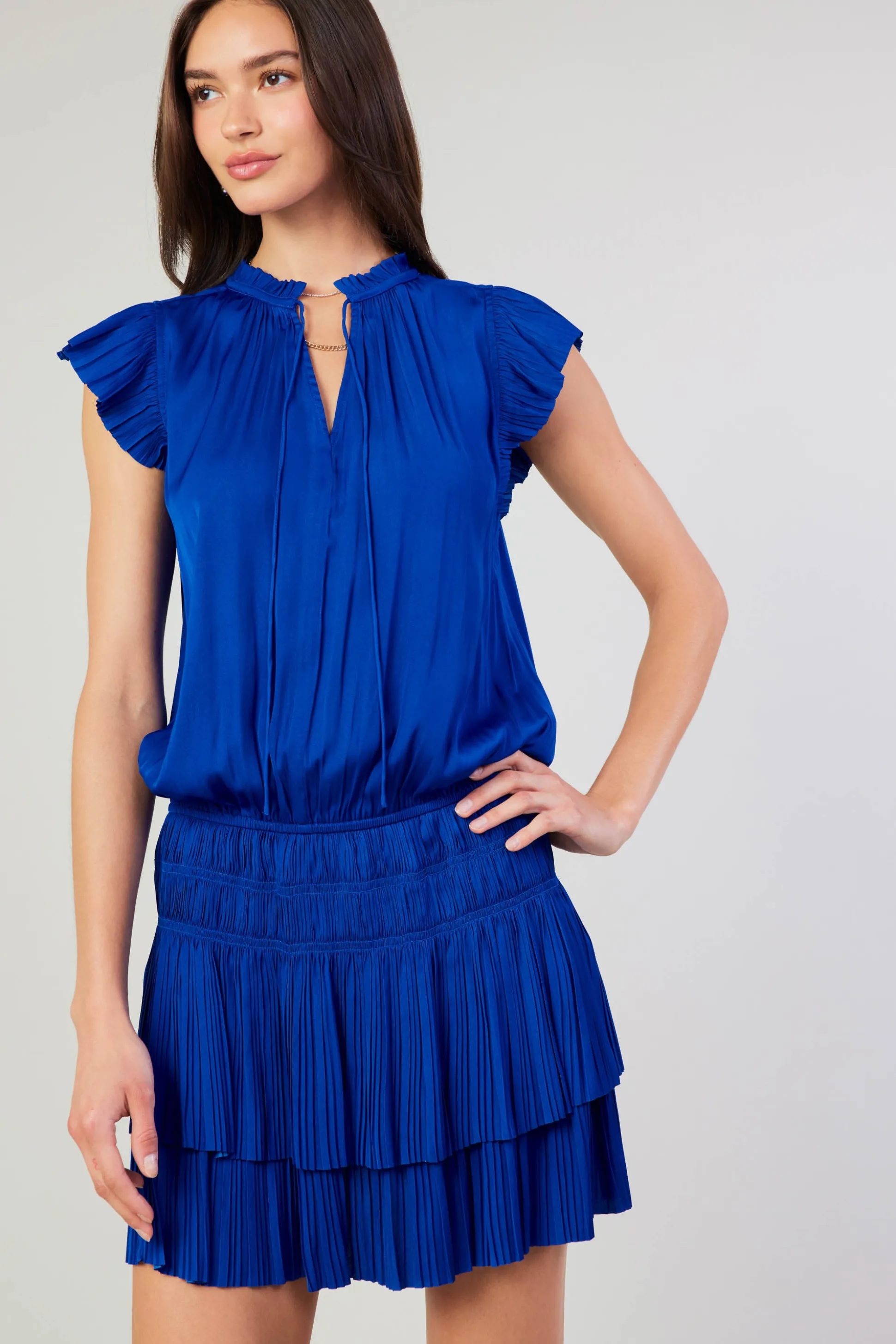 Zoey Pleated Mini Dress<Current Air Discount