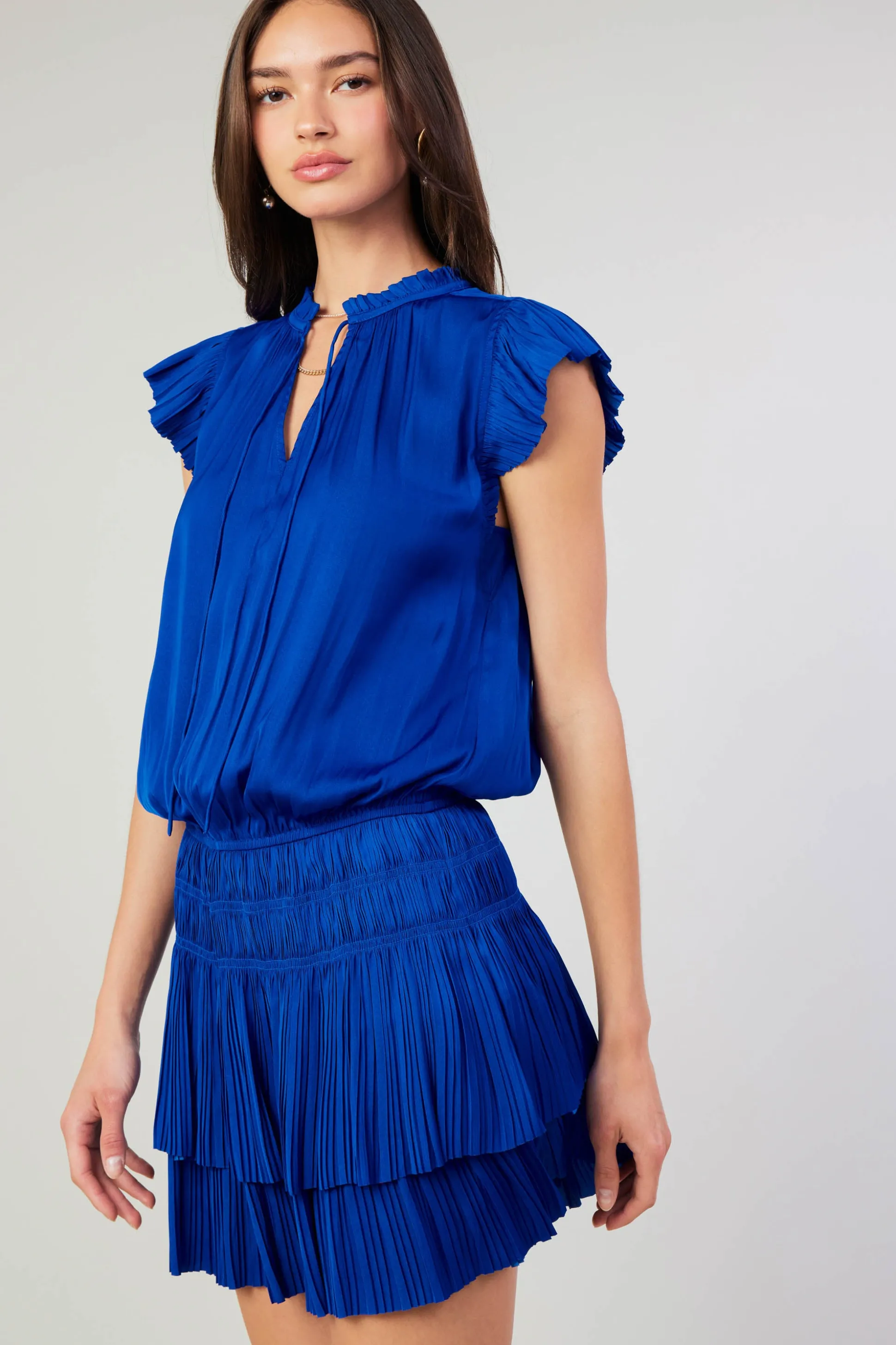 Zoey Pleated Mini Dress<Current Air Discount