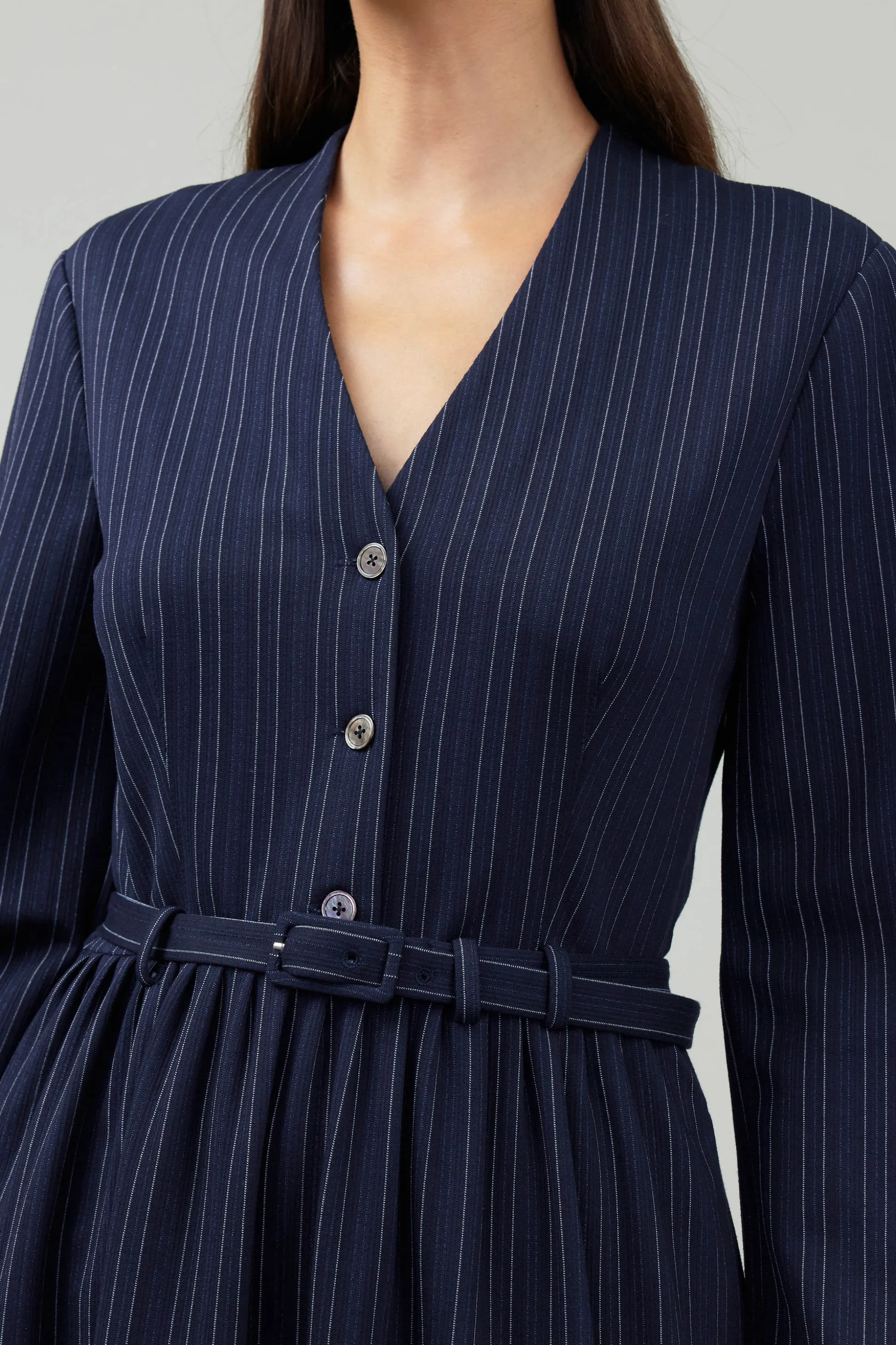 Pinstriped Buttondown Midi Dress<Current Air Clearance