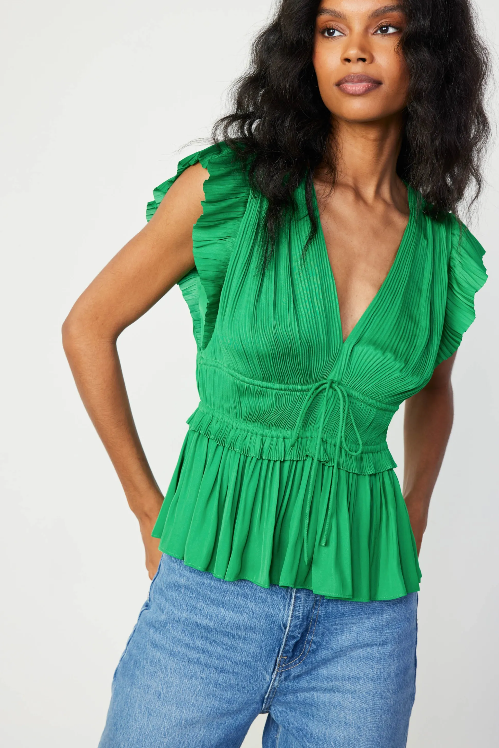 Mara Pleated Sleeveless Blouse<Current Air Best