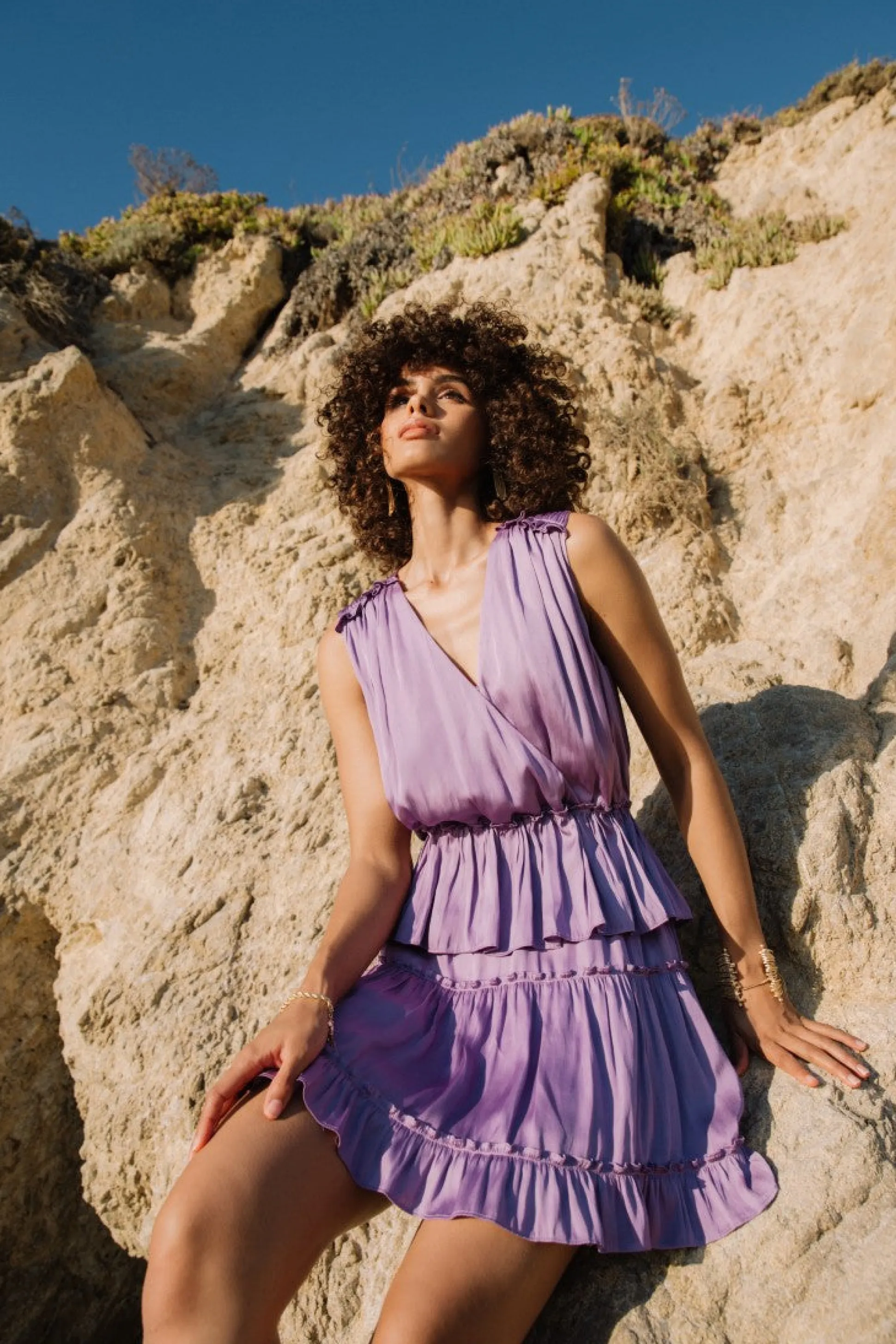 Ruffled Surplice Mini Dress<Current Air Hot