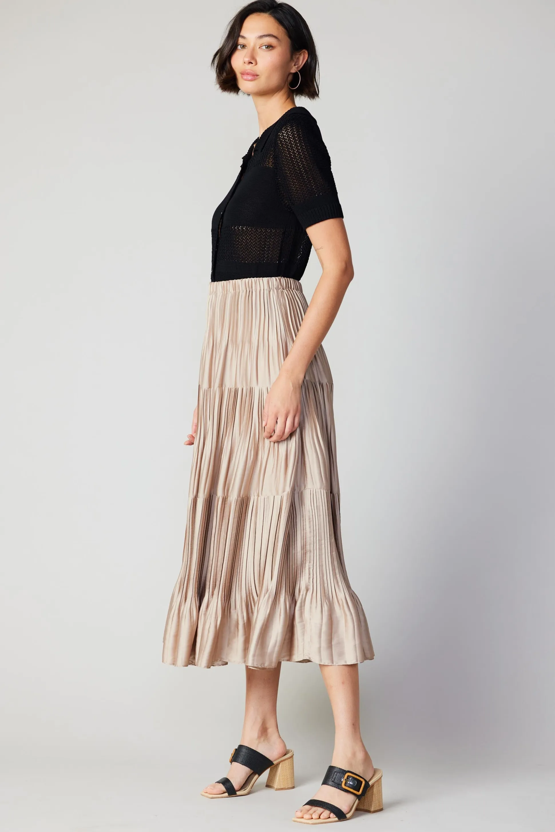 Pleated Tiered Midi Skirt<Current Air Sale