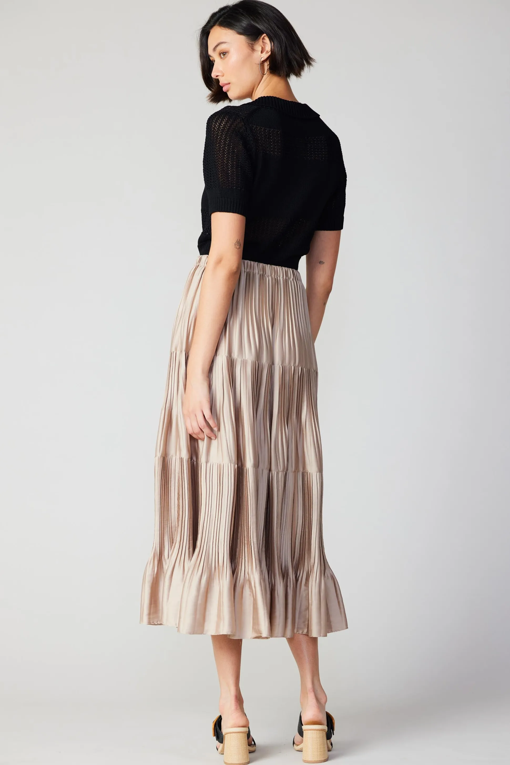 Pleated Tiered Midi Skirt<Current Air Sale
