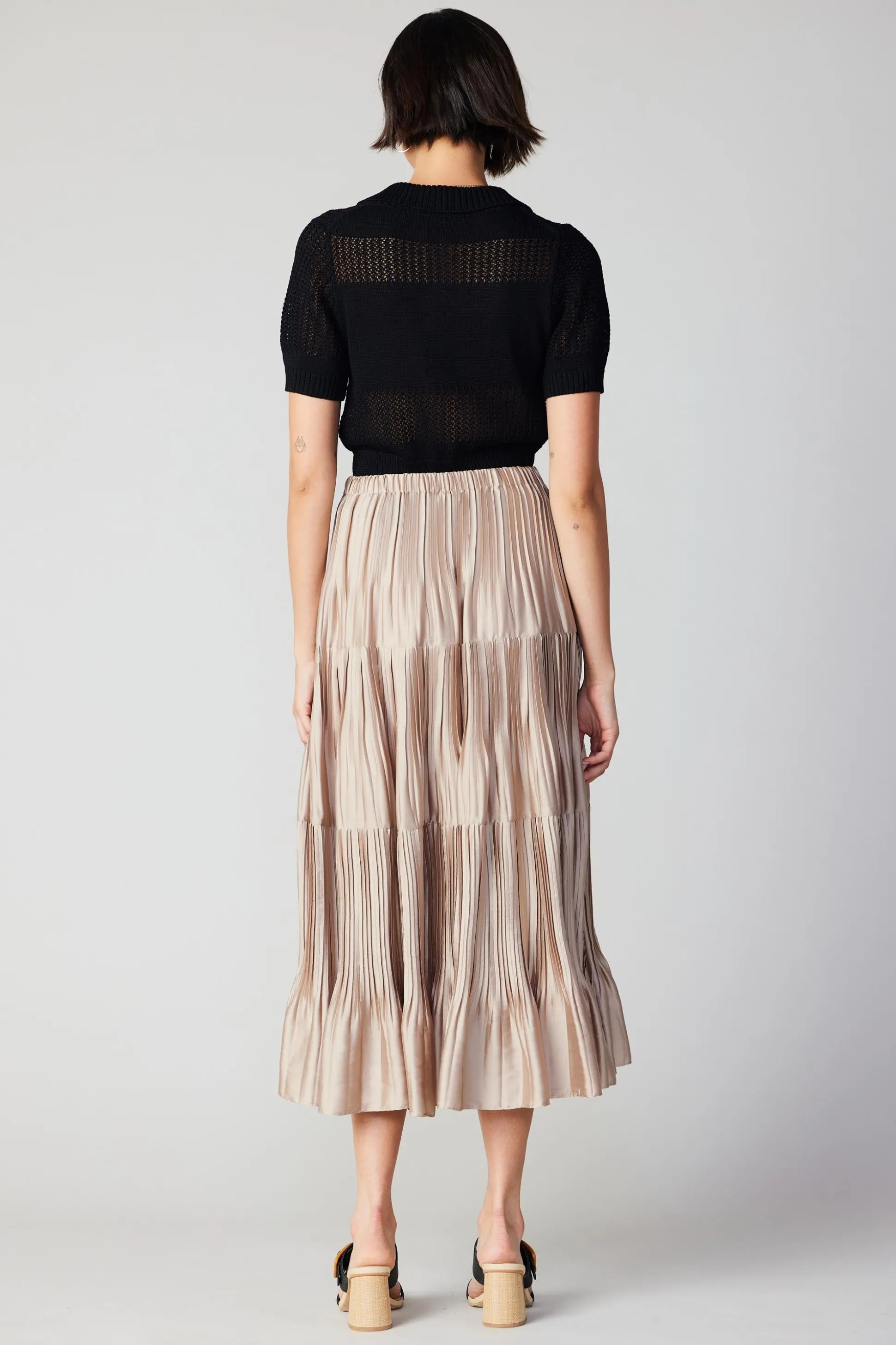 Pleated Tiered Midi Skirt<Current Air Sale