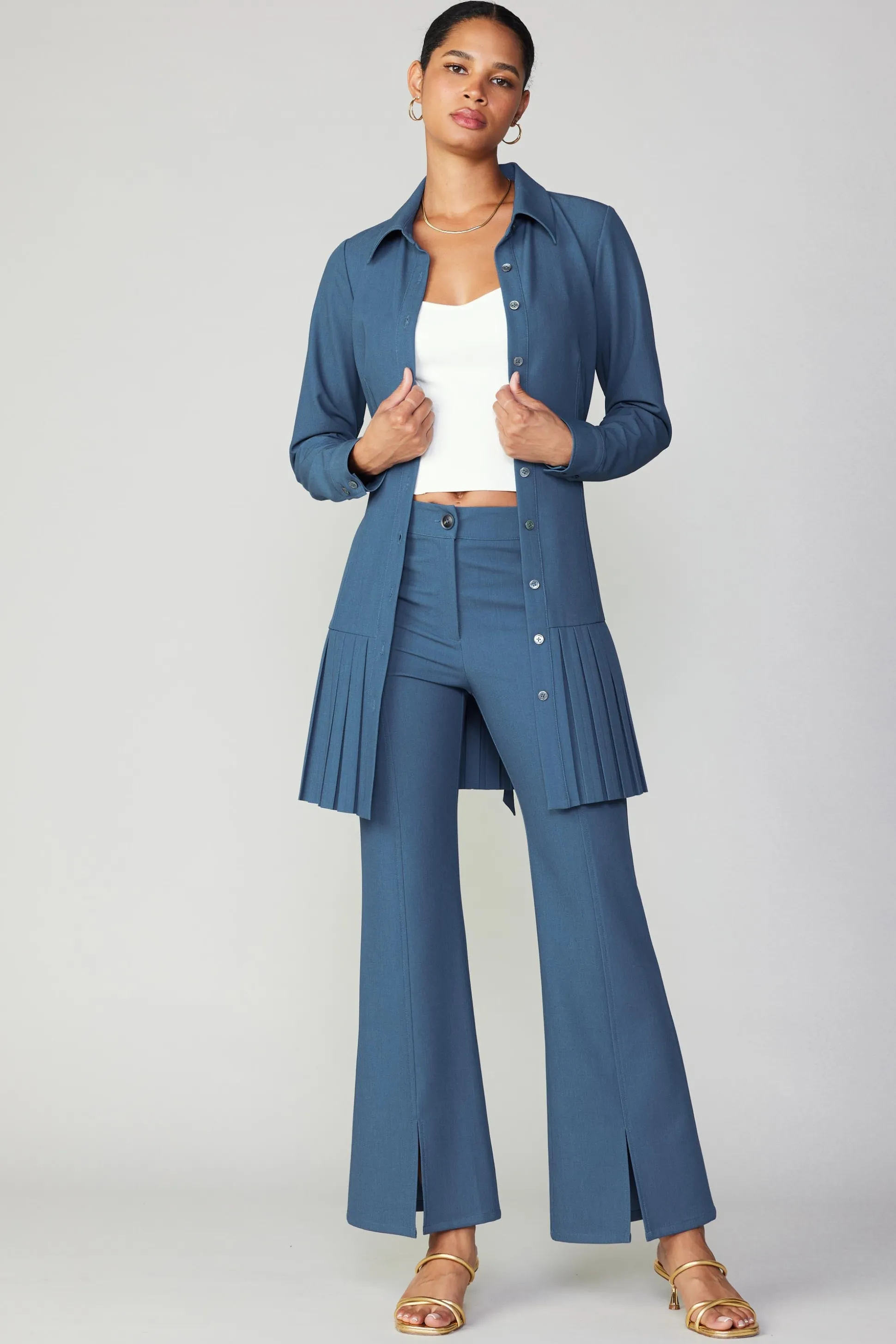 Pintucked Split Hem Pant<Current Air Discount