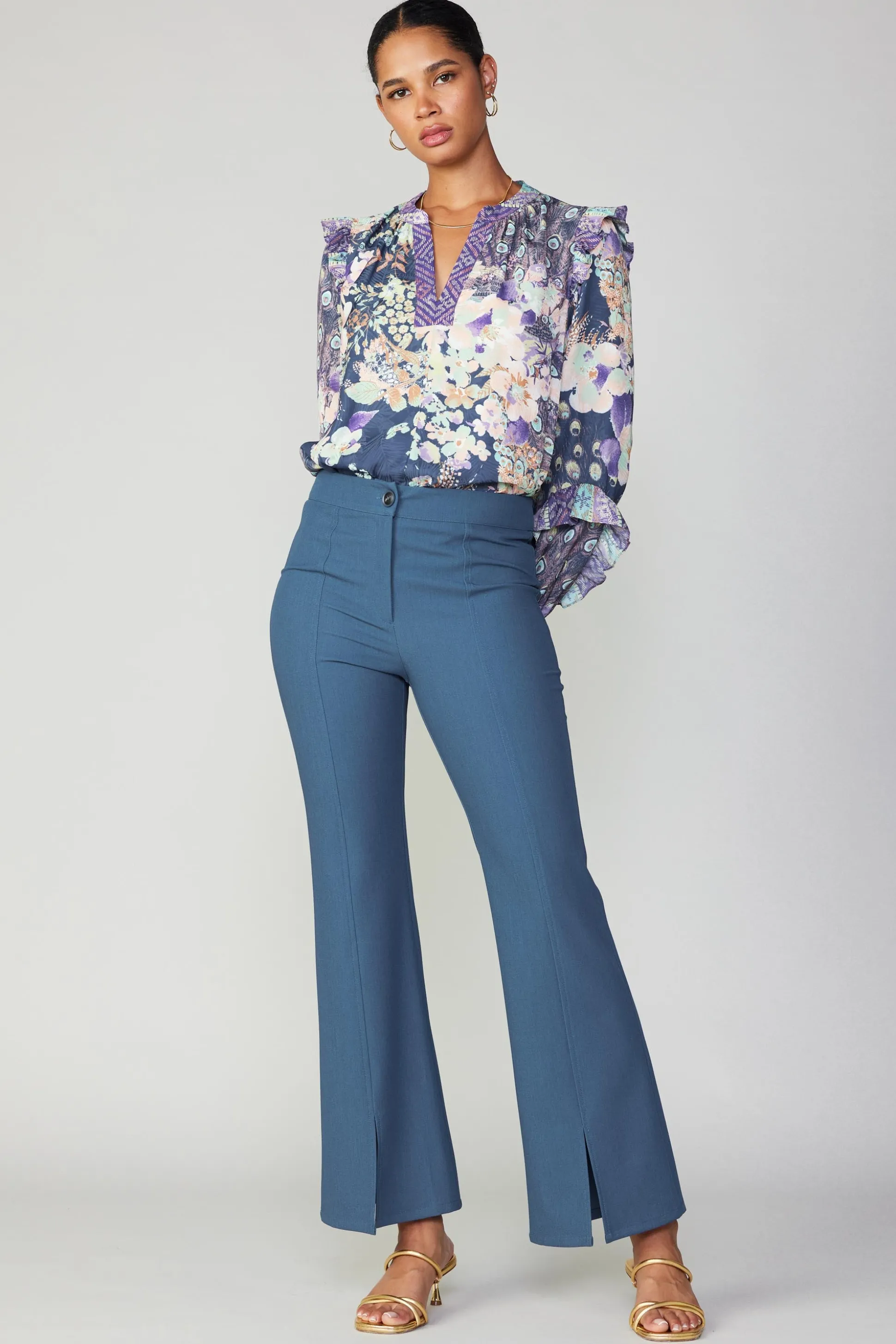 Pintucked Split Hem Pant<Current Air Discount