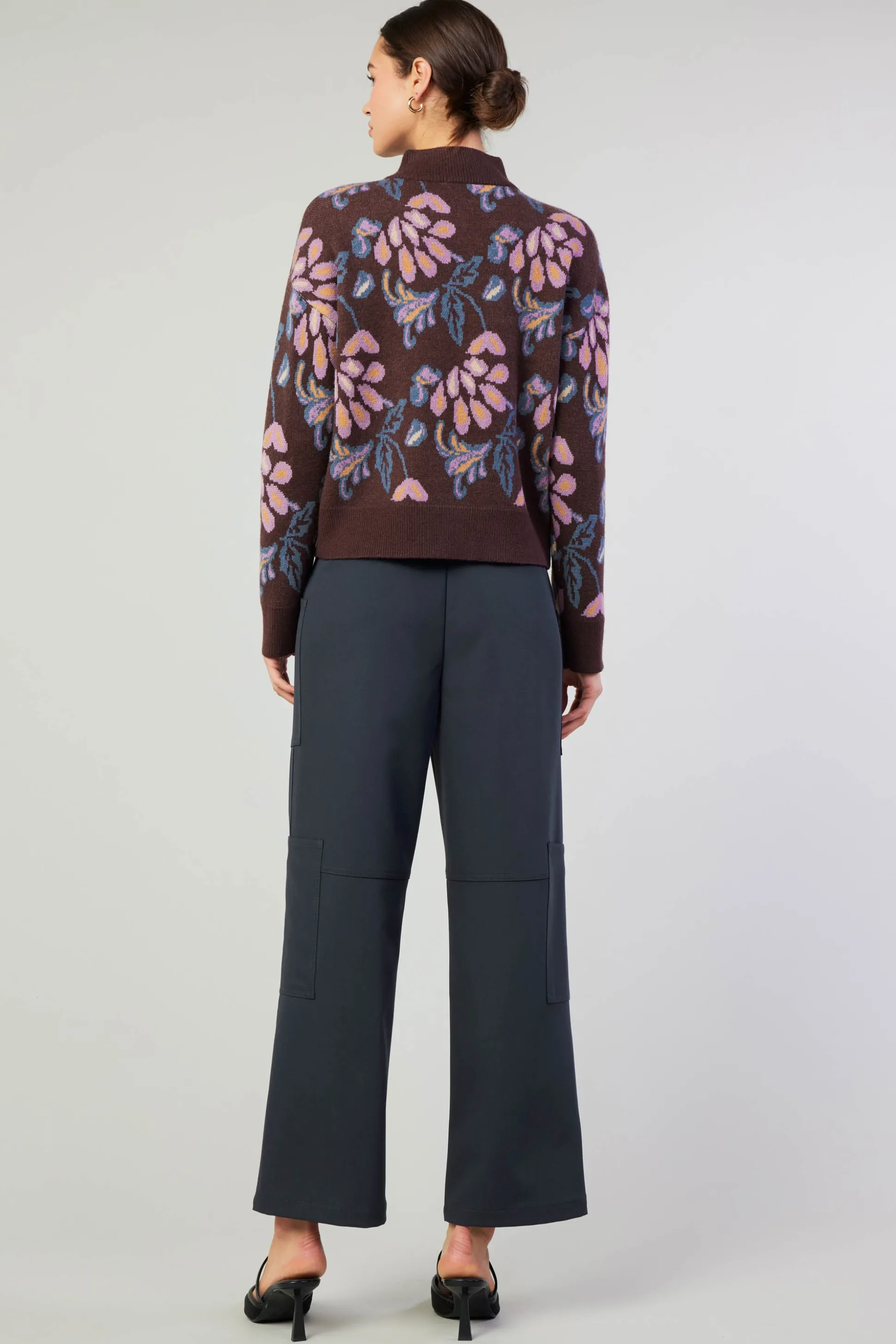 Floral Jacquard Zip Sweater<Current Air Discount