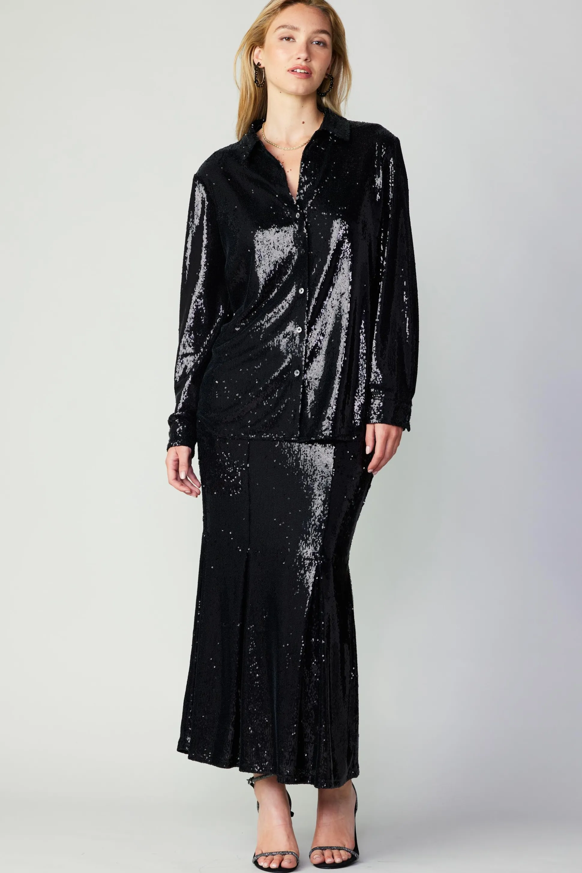 Sequin Buttonup Shirt<Current Air Outlet