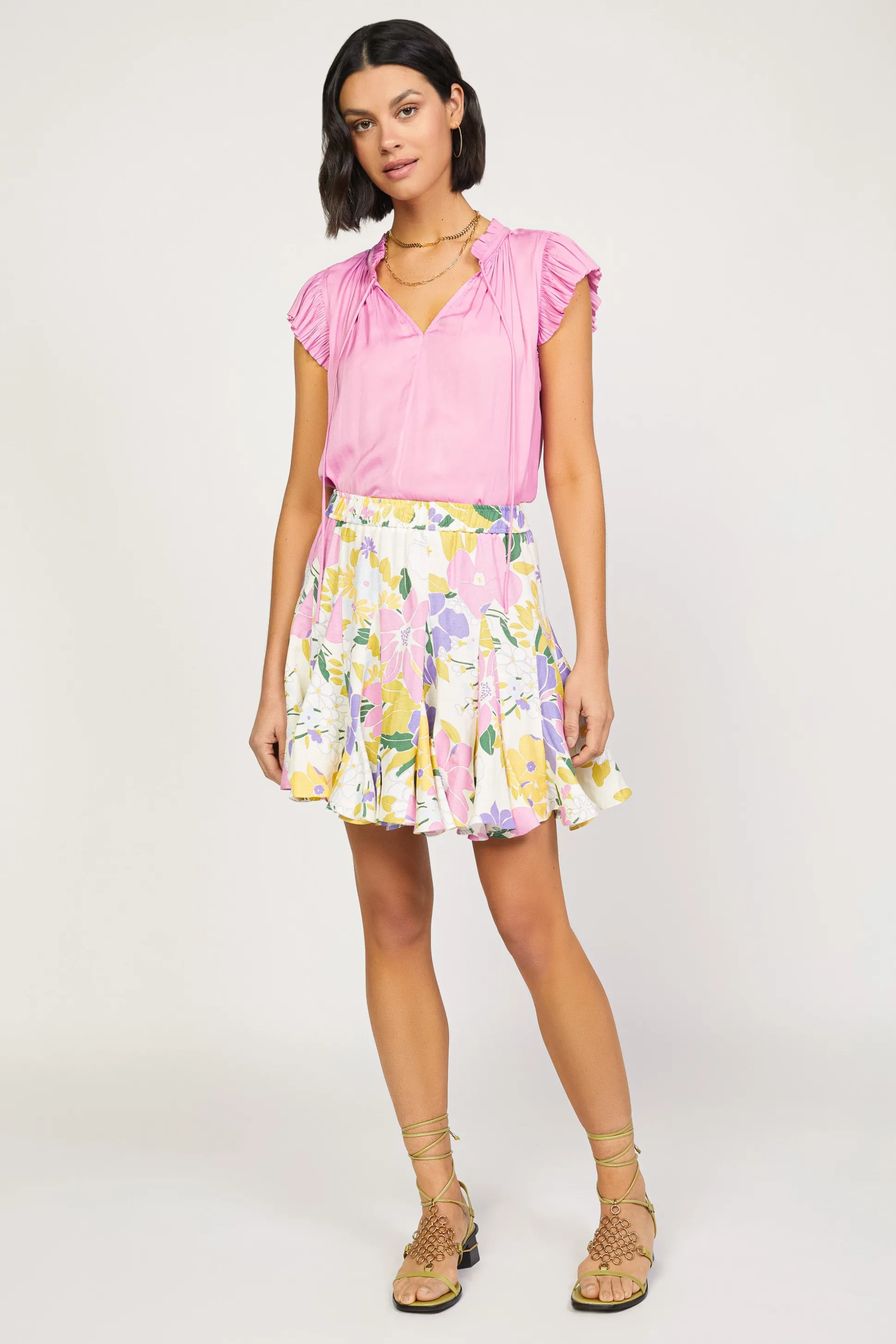 Vintage Floral Godet Skirt<Current Air Outlet