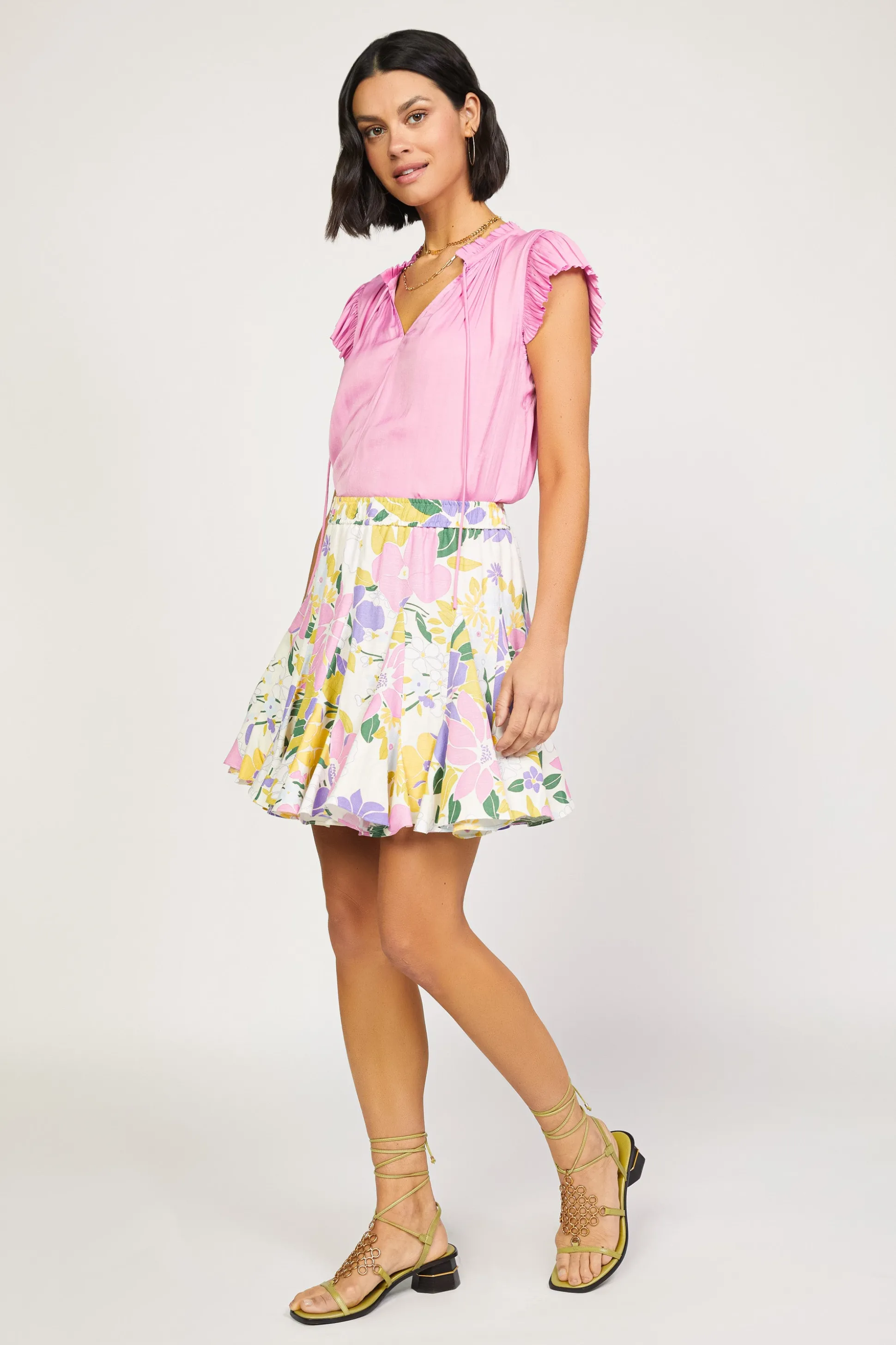 Vintage Floral Godet Skirt<Current Air Outlet