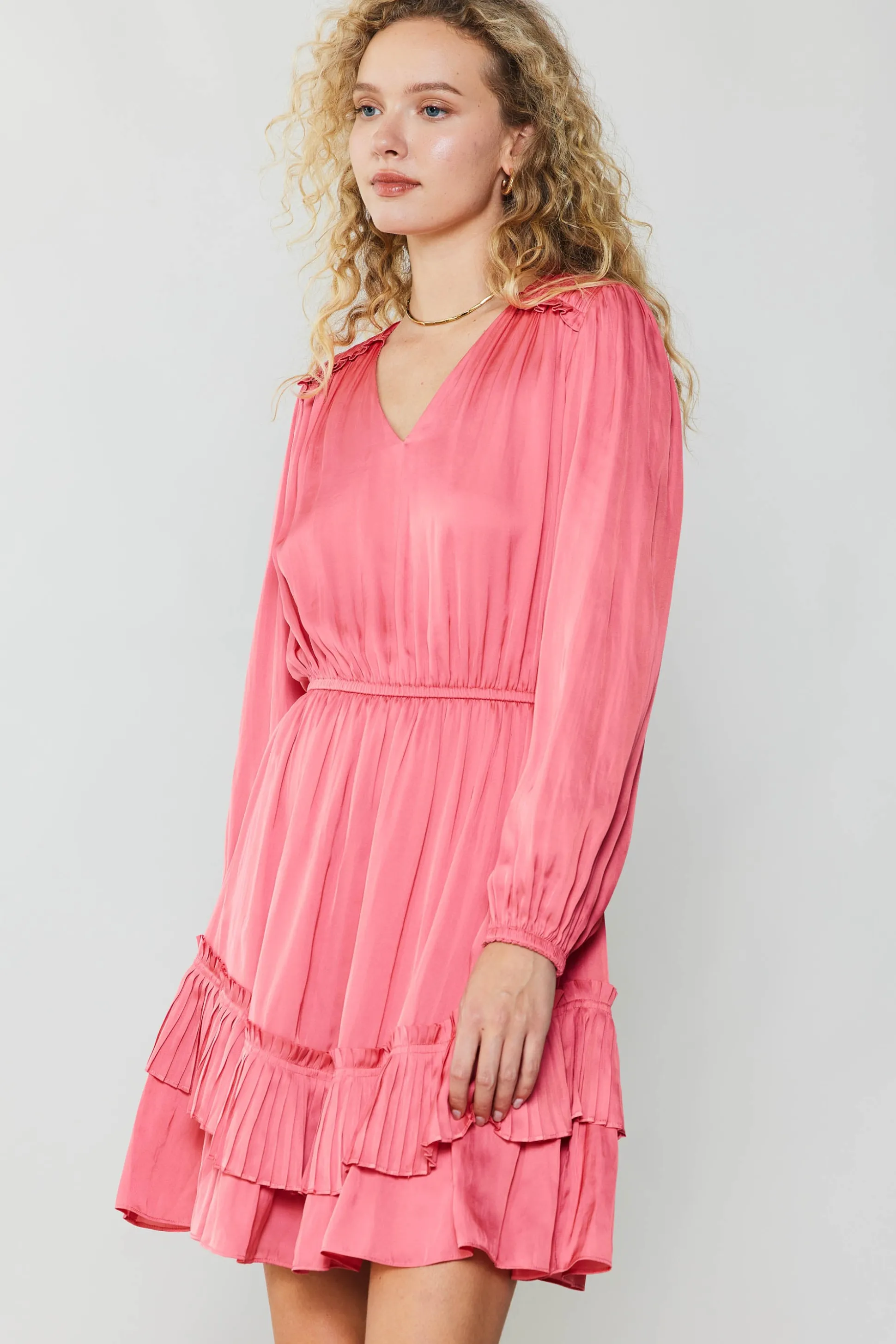 Pleat Detail Tiered Mini Dress<Current Air Outlet