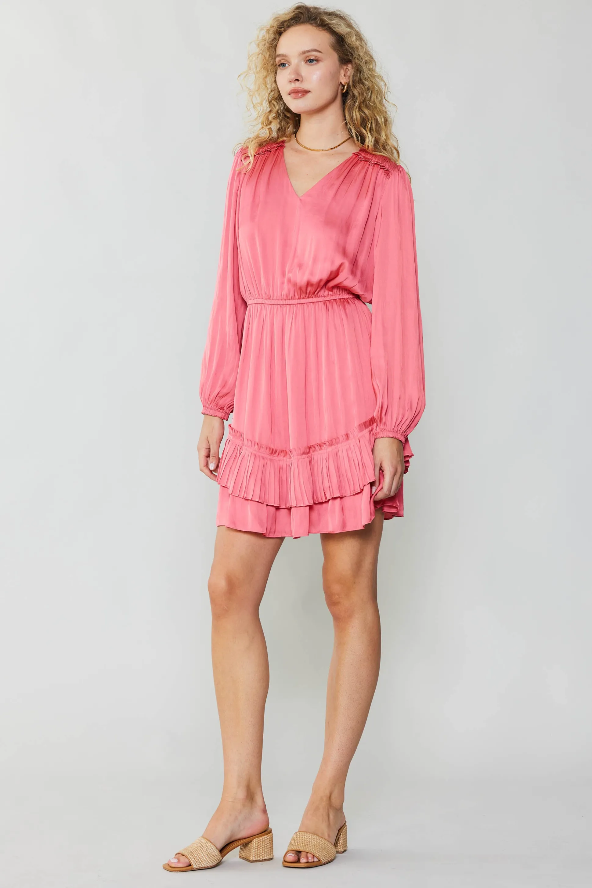 Pleat Detail Tiered Mini Dress<Current Air Outlet