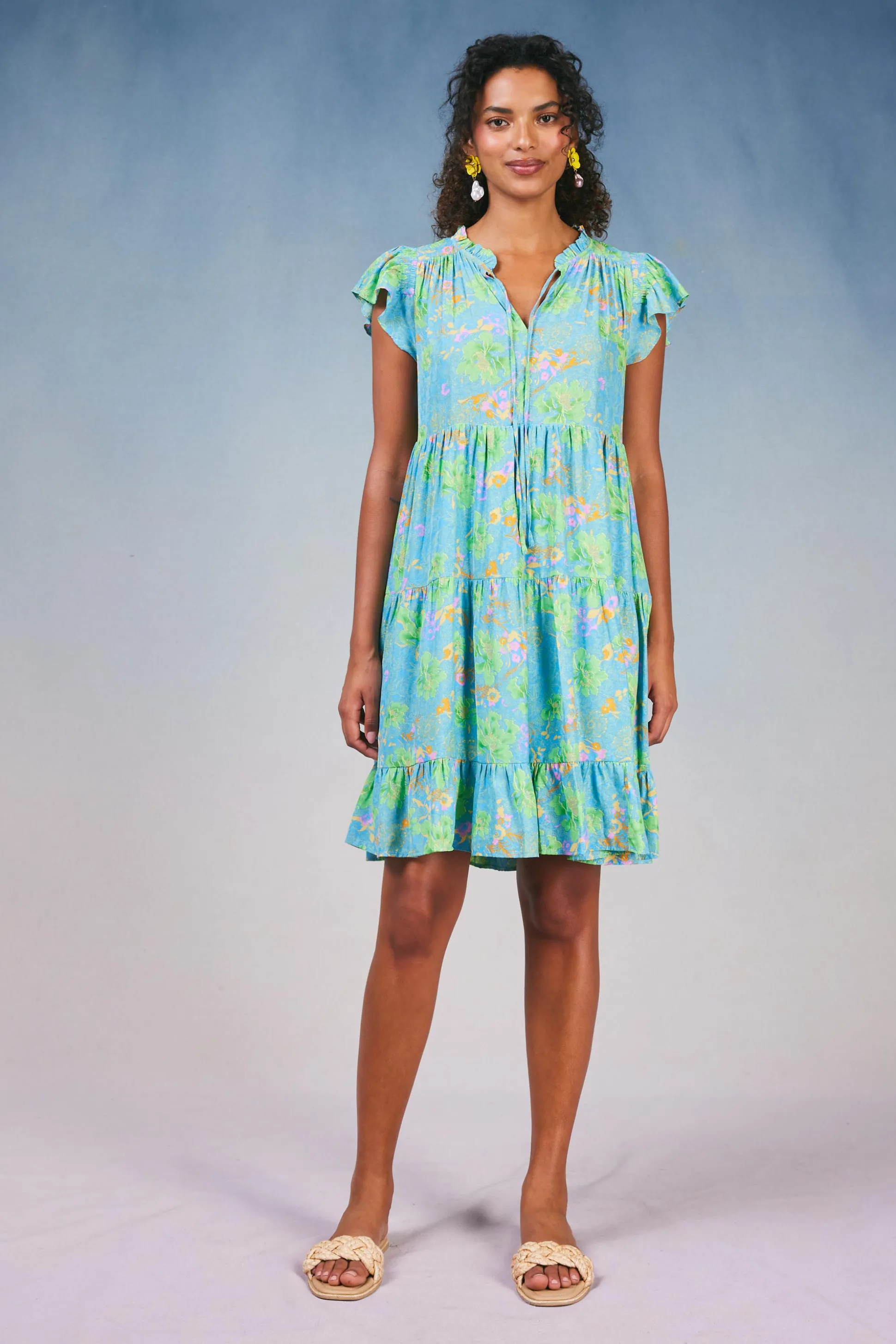 Floral Print Tiered Mini Dress<Current Air Outlet