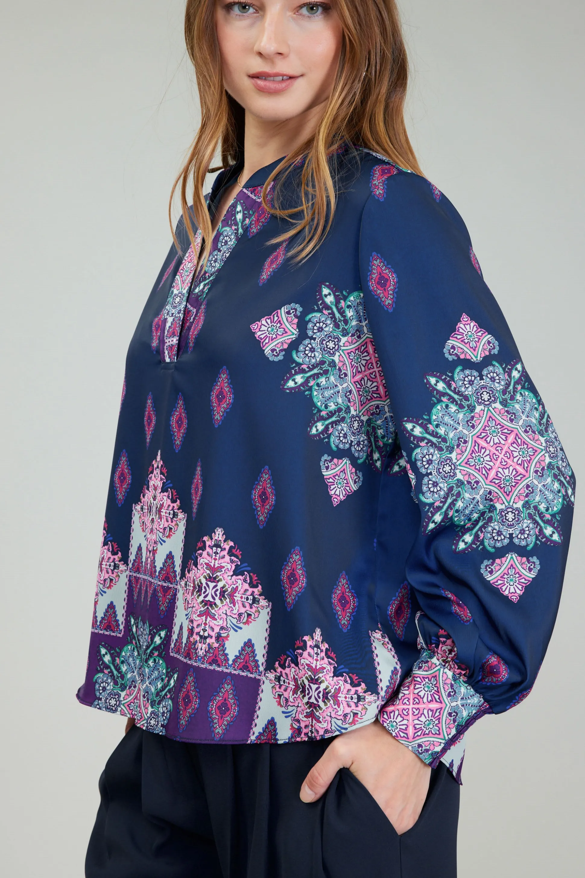 Ornate Border Print Blouse<Current Air Best