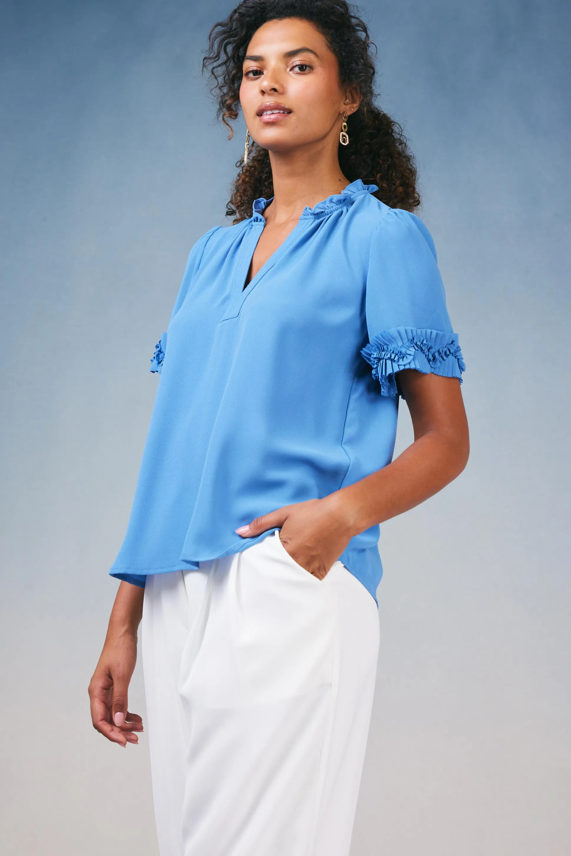 Ruffled Trim Blouse<Current Air Discount