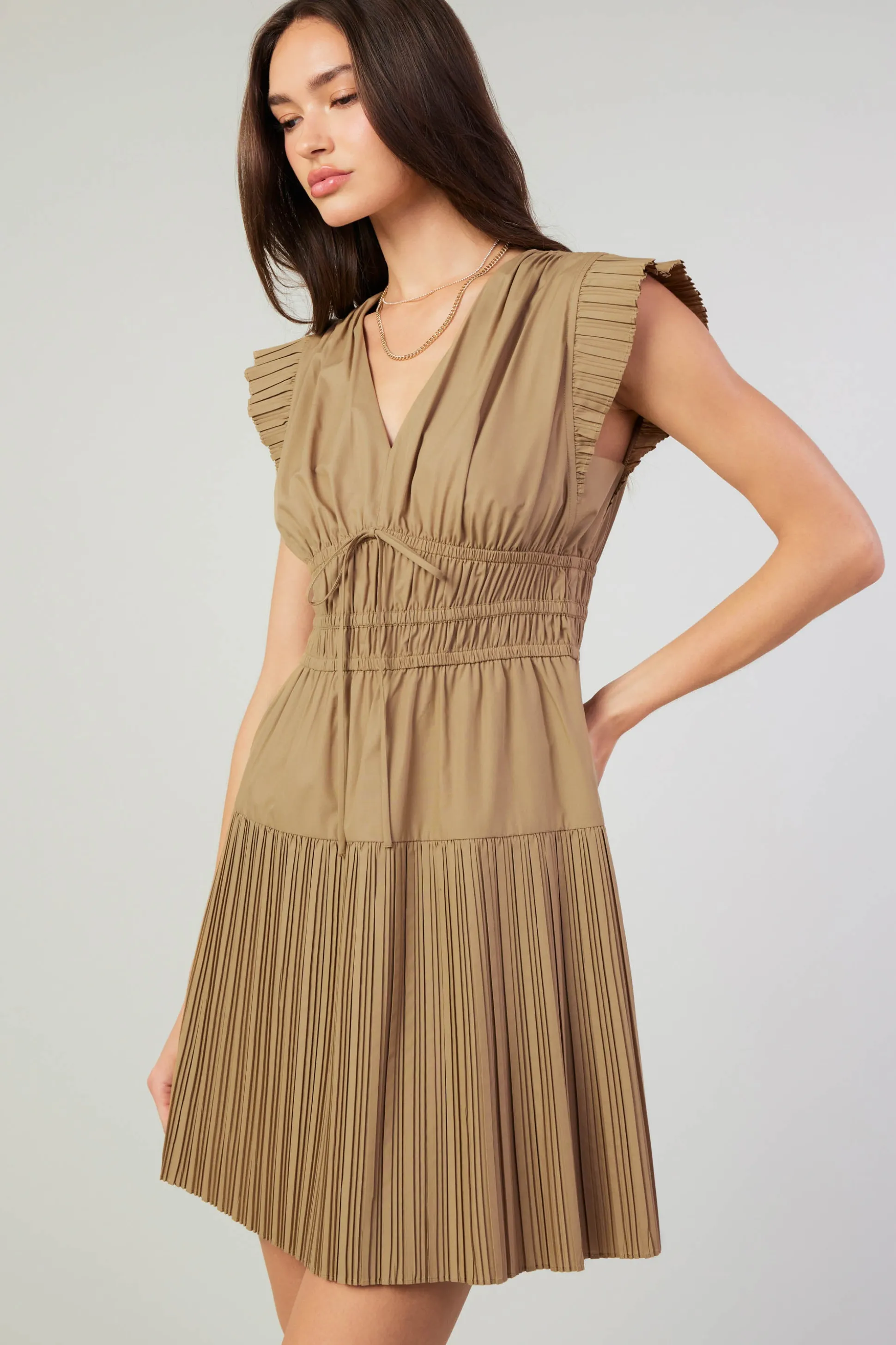 Briene Pleated Mini Dress<Current Air Online