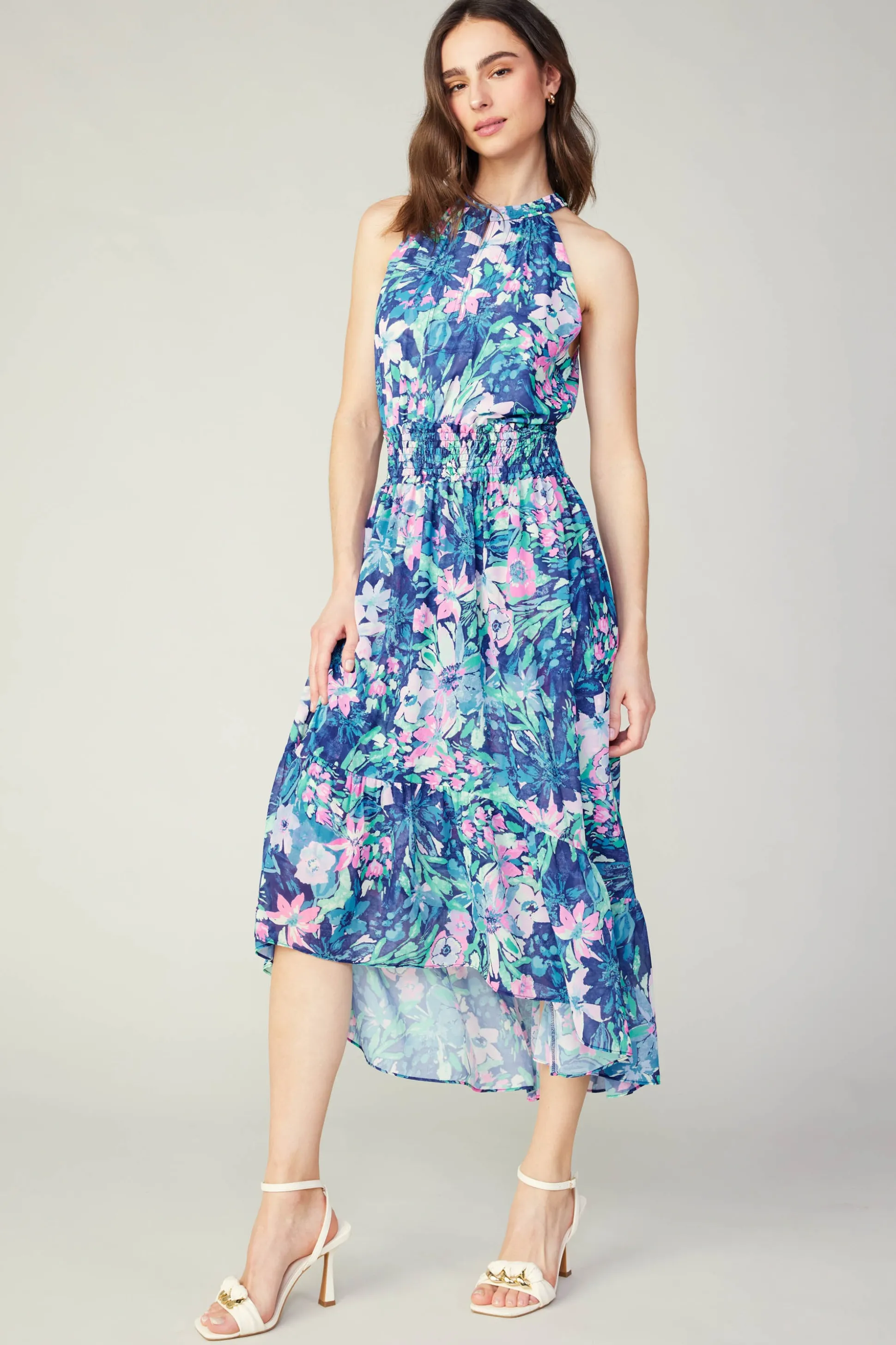 Painterly Floral Asymmetric Dress<Current Air Sale