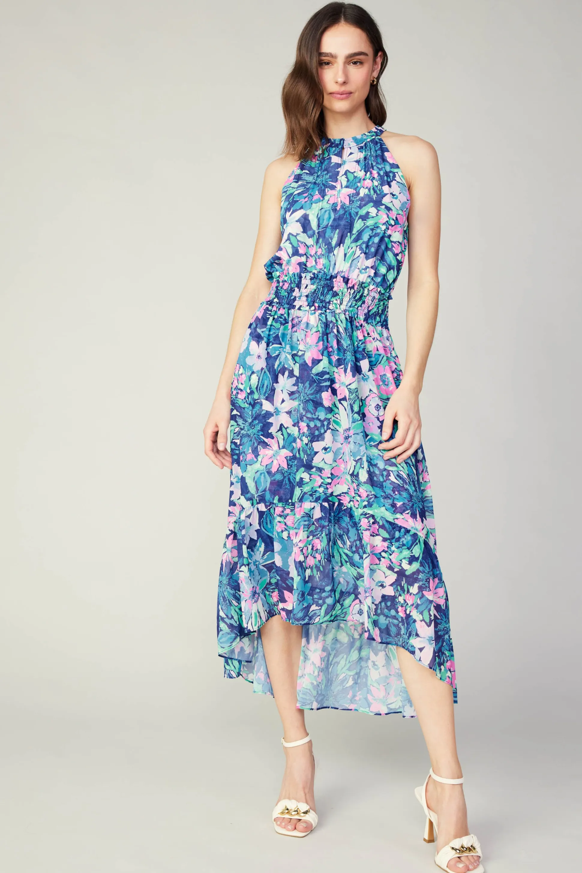 Painterly Floral Asymmetric Dress<Current Air Sale