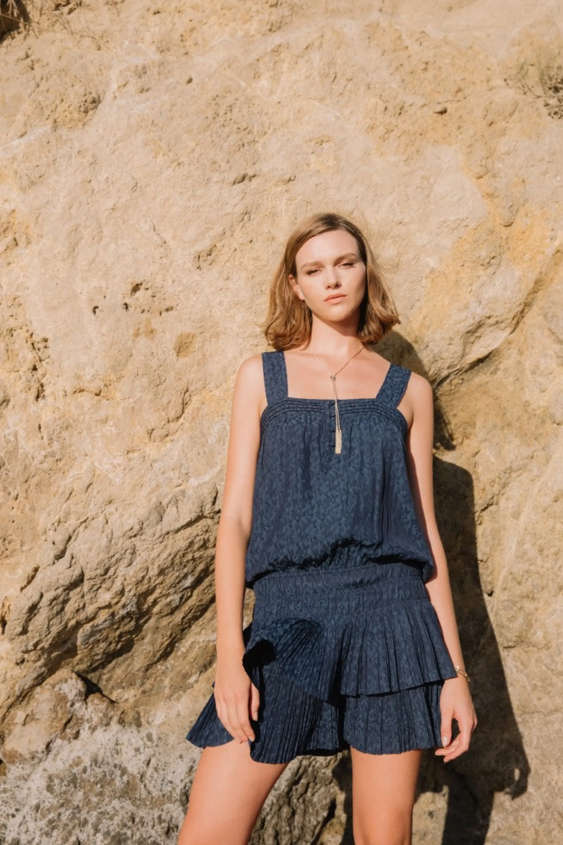 Jacquard Pintuck Mini Dress<Current Air Best