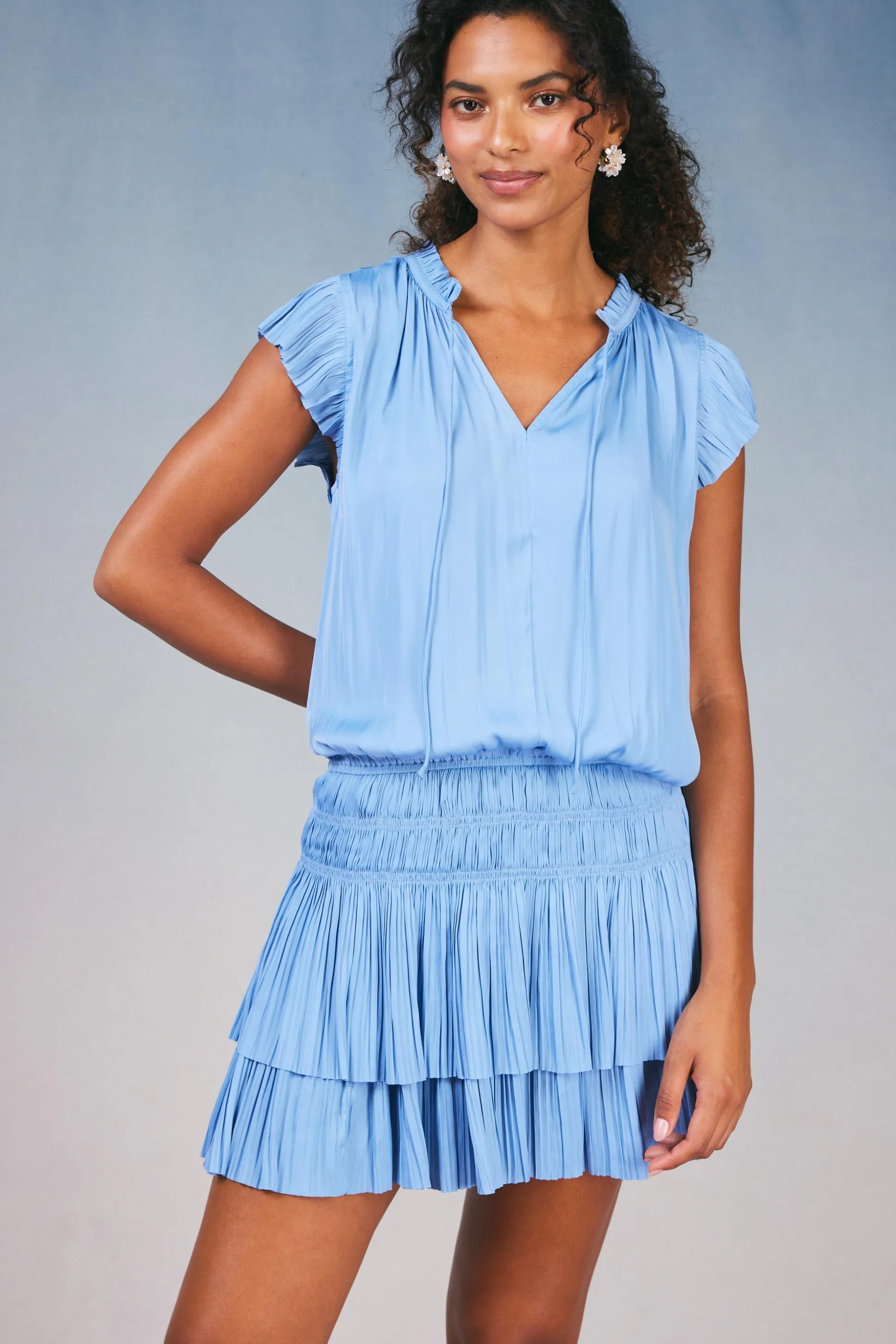 Zoey Pleated Skirt Mini Dress<Current Air Sale