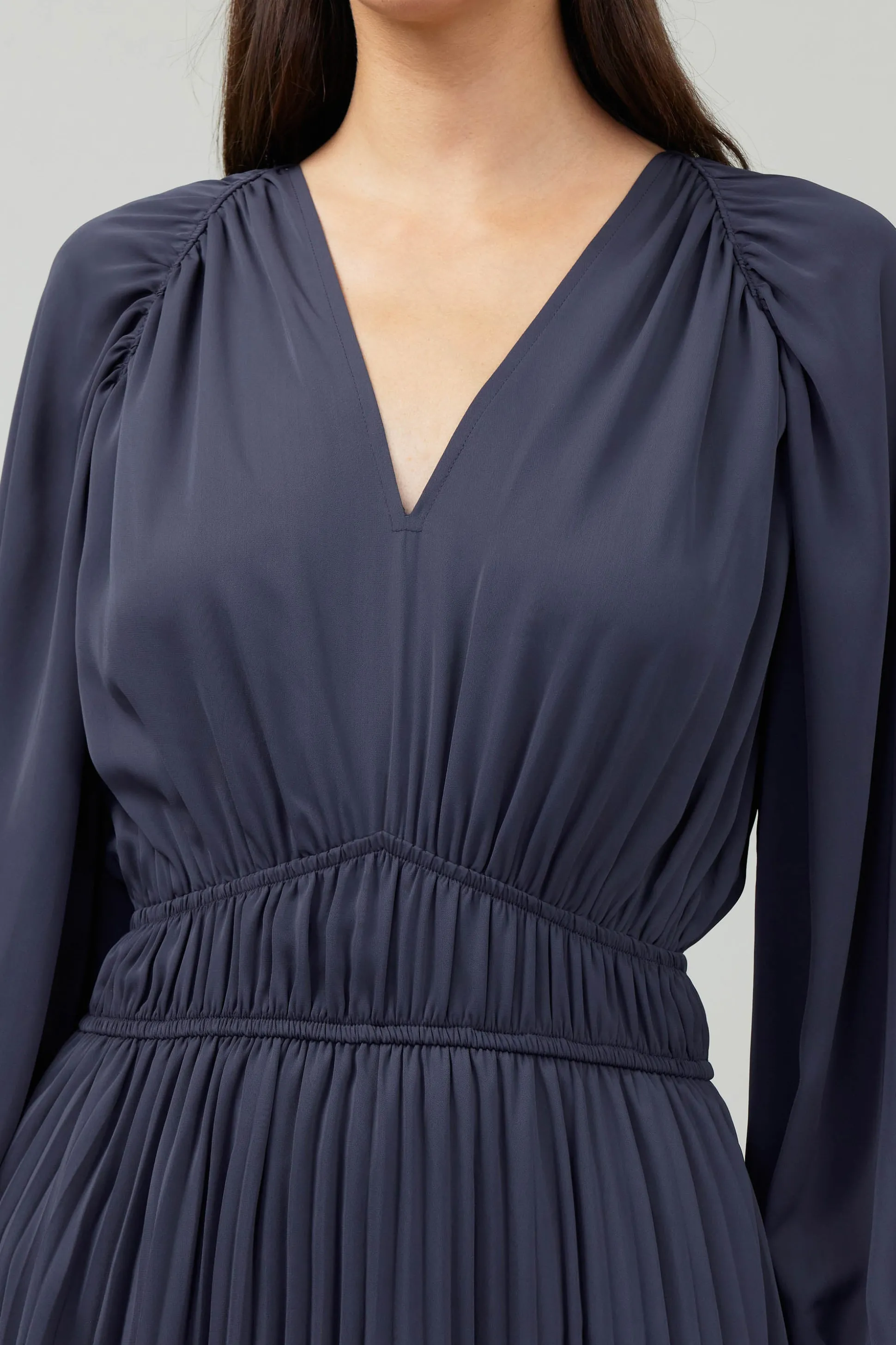 Smocked Vneck Midi Dress<Current Air New