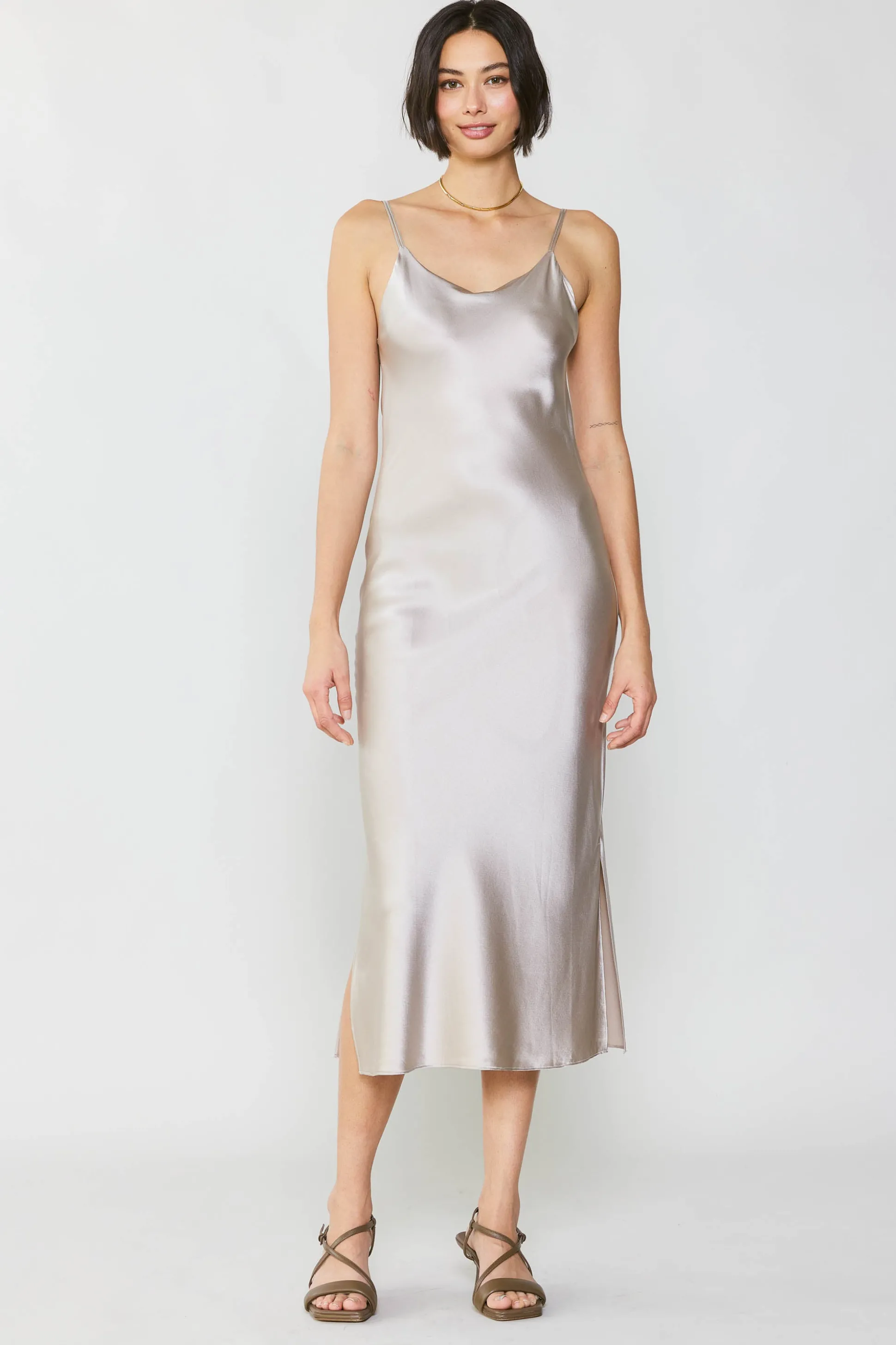 Silk Bias Midi Dress<Current Air Hot