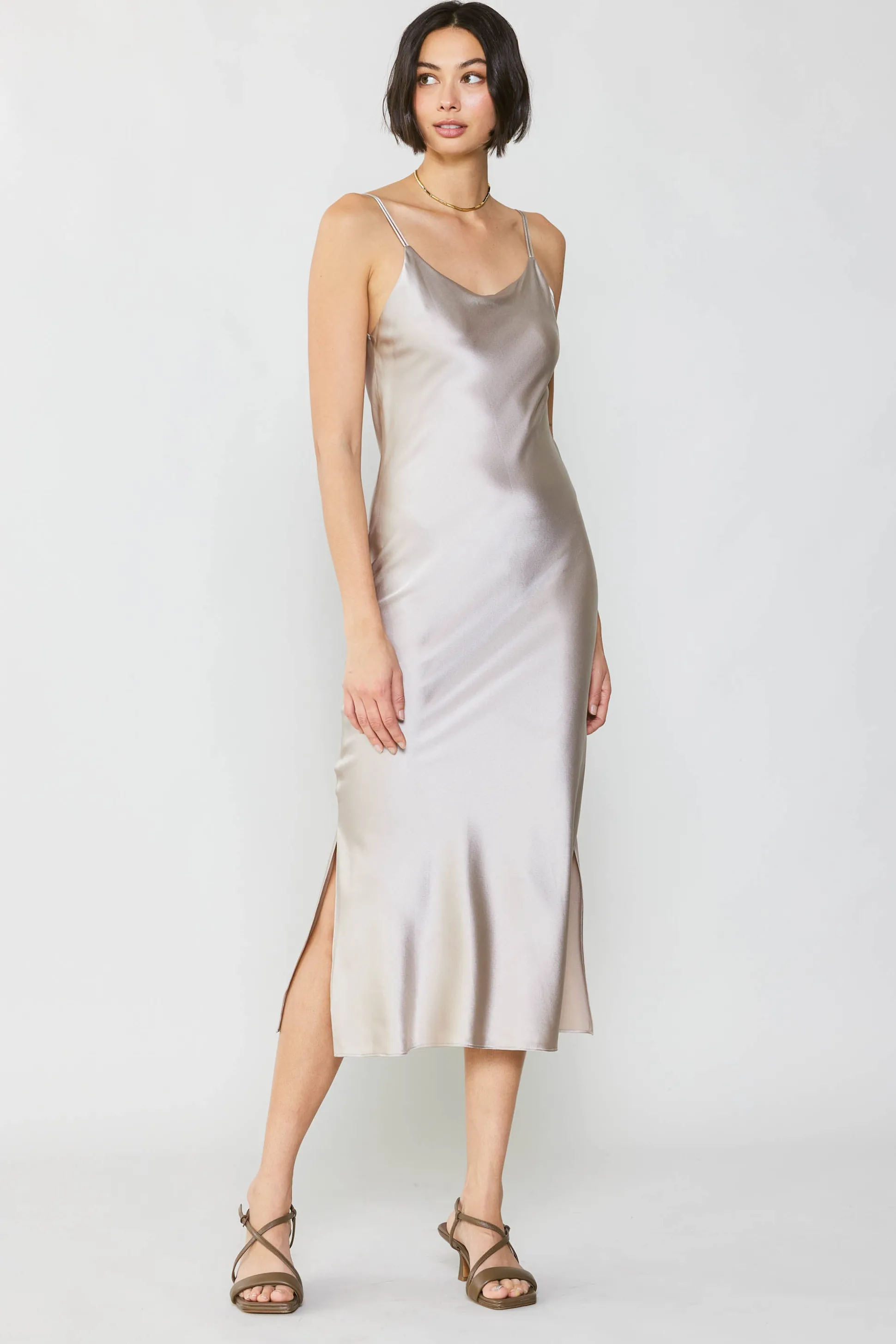 Silk Bias Midi Dress<Current Air Hot