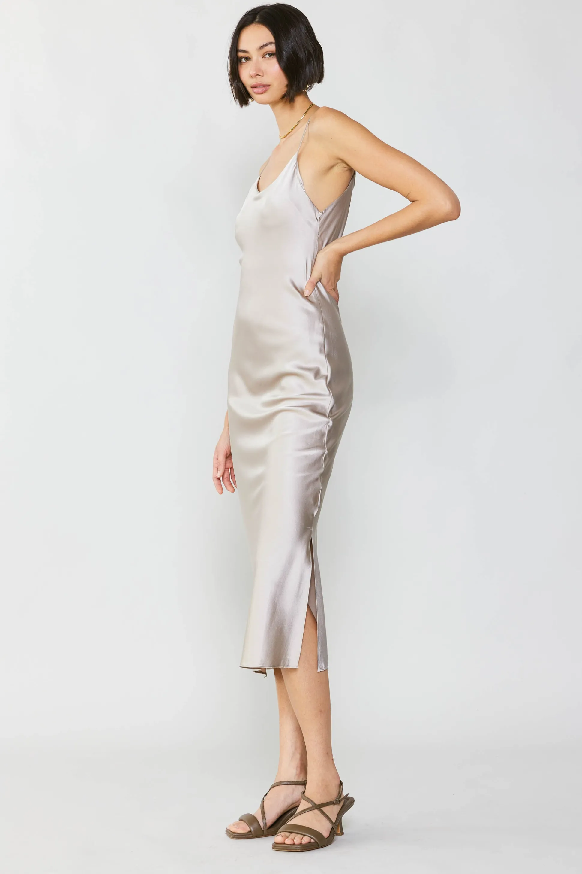 Silk Bias Midi Dress<Current Air Hot
