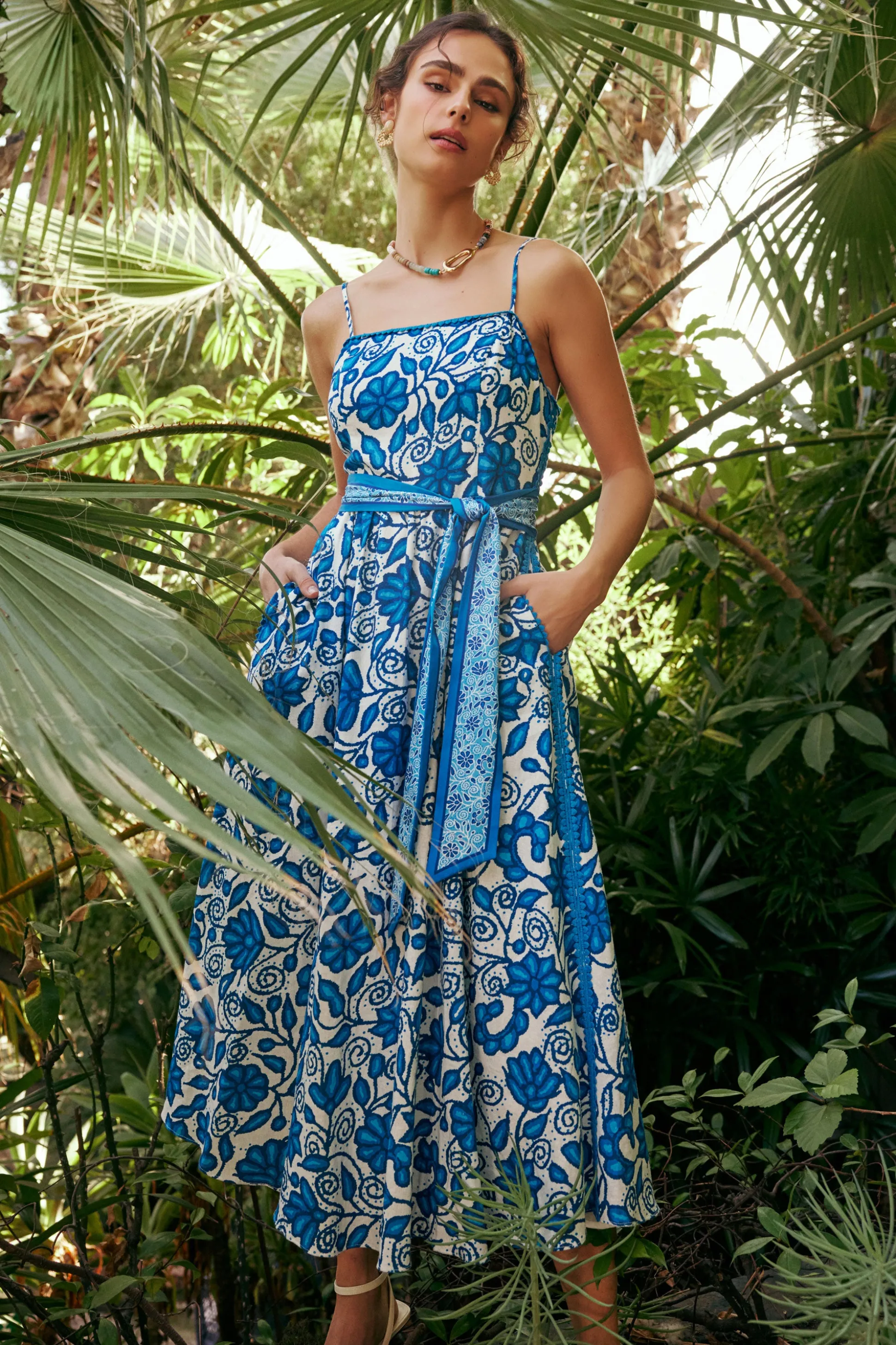 Painterly Floral Midi Dress<Current Air New