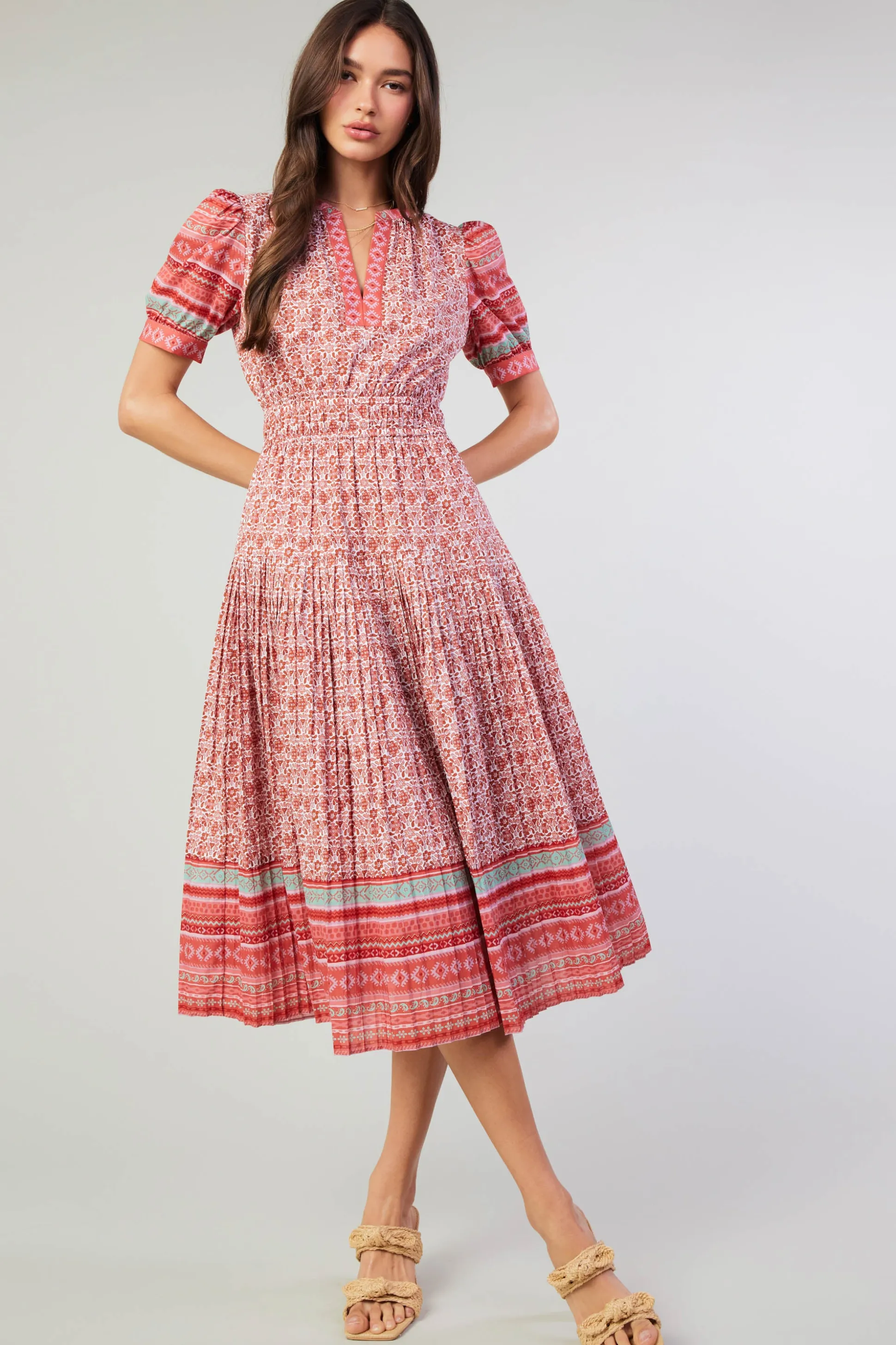 Floral Bohemian Midi Dress<Current Air Sale