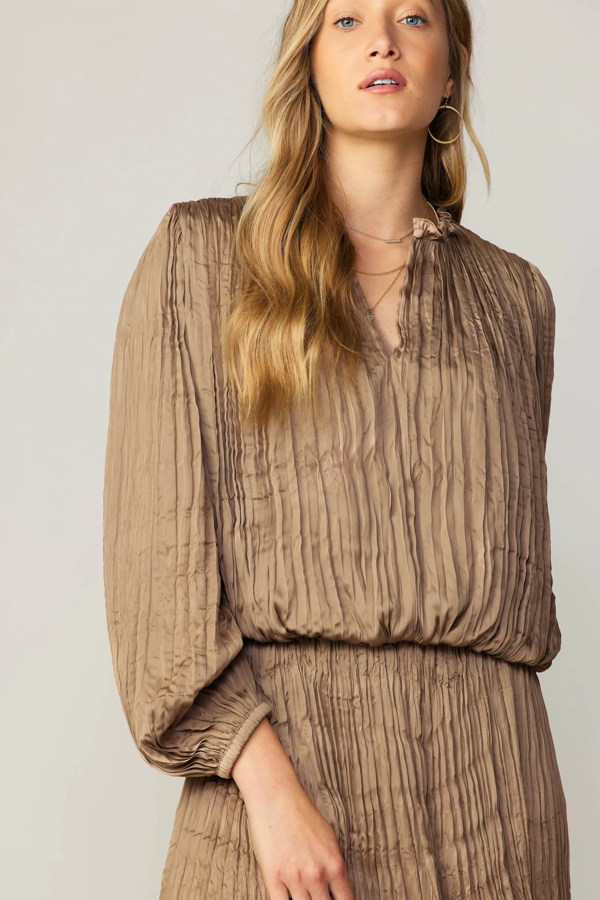 Crinkle Plisse Blouse<Current Air New