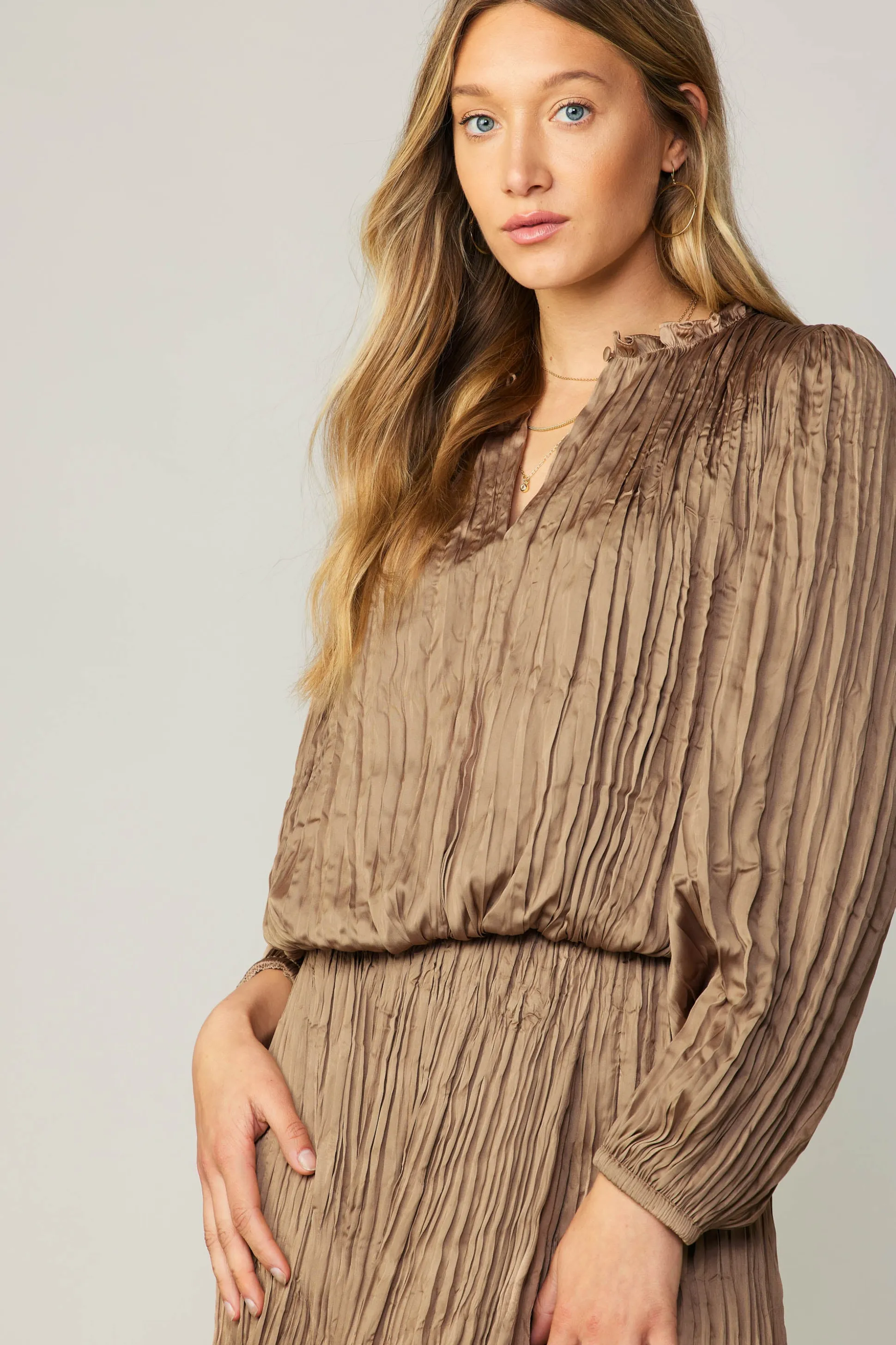 Crinkle Plisse Blouse<Current Air New