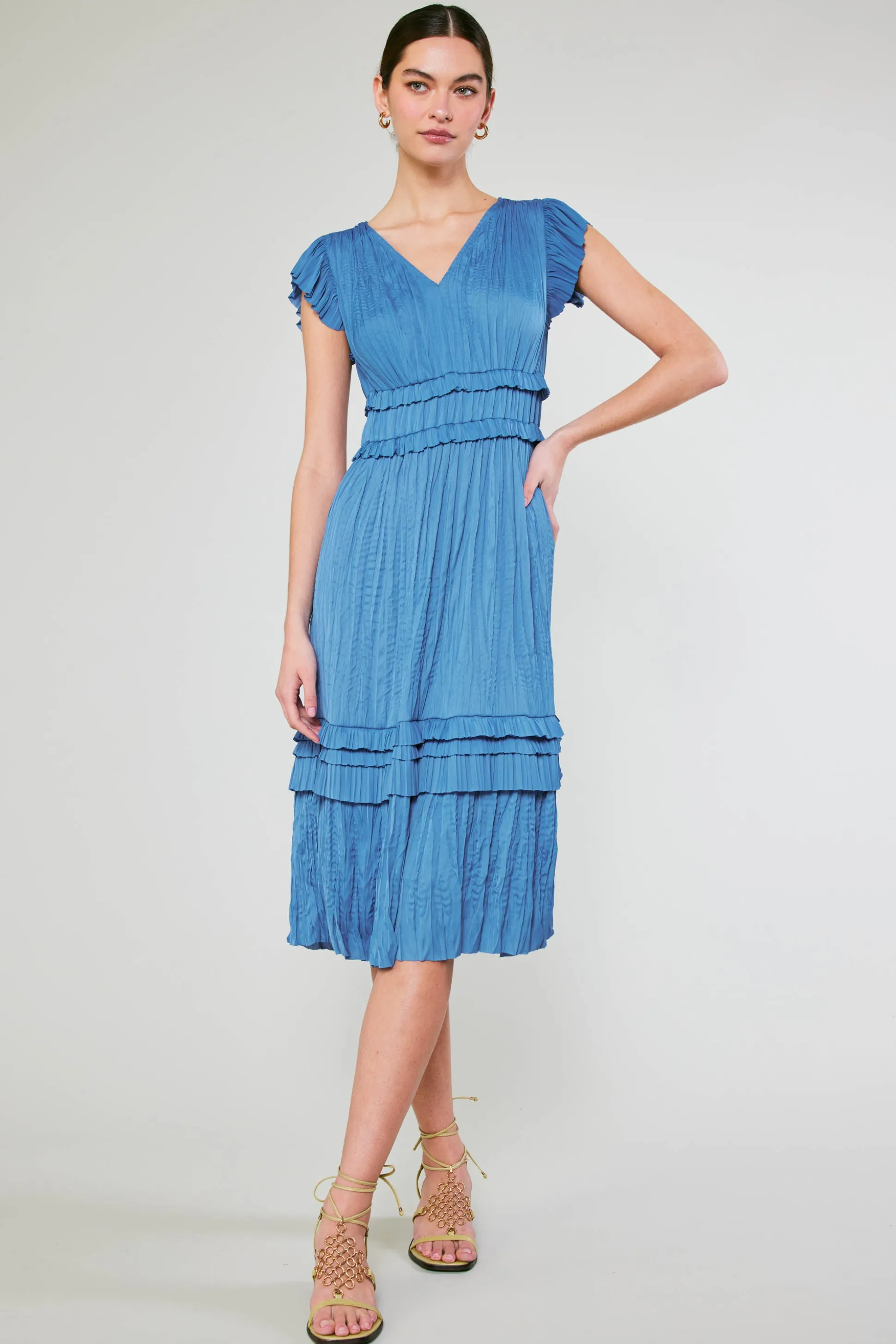 Sereia Pleated Midi Dress<Current Air New
