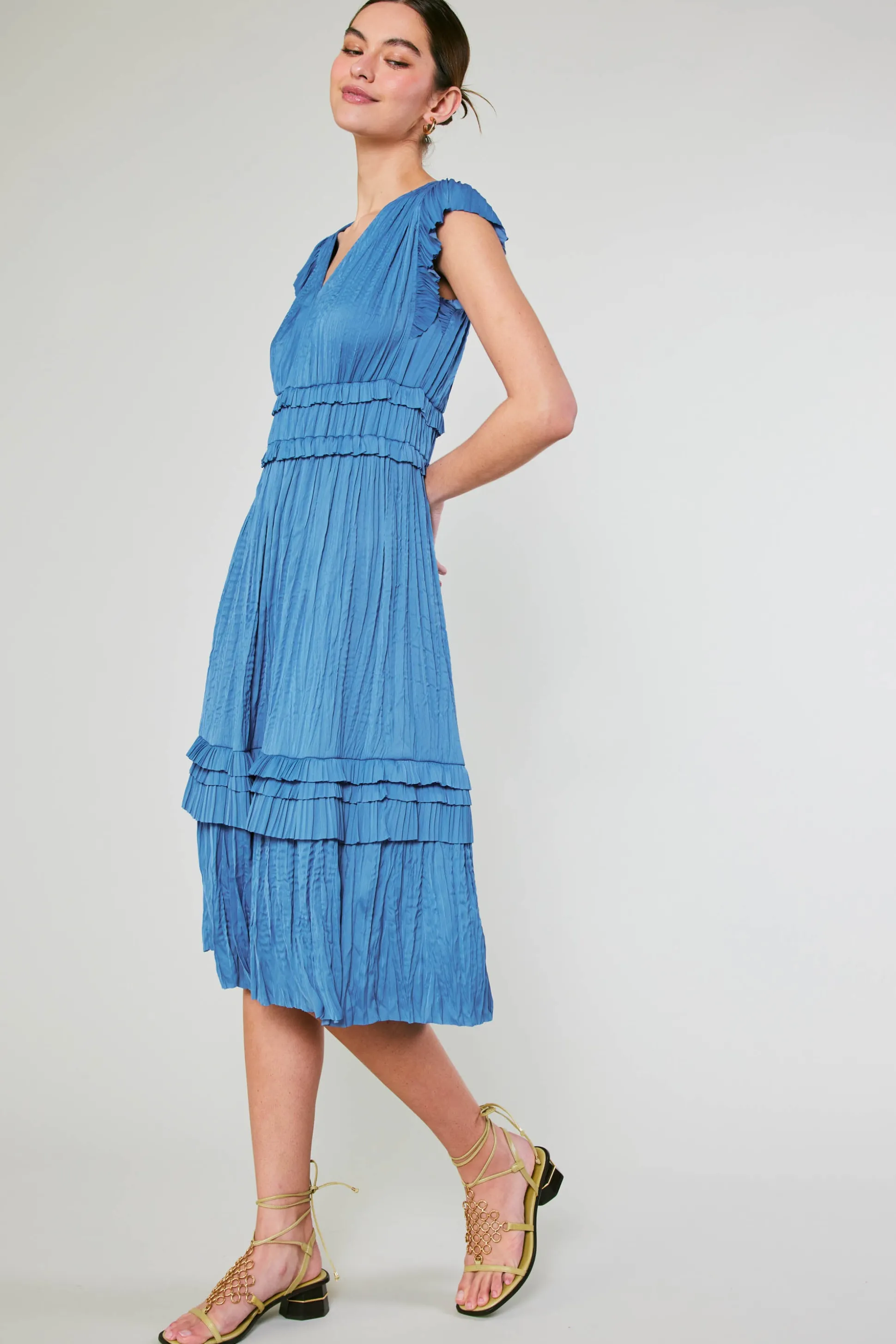 Sereia Pleated Midi Dress<Current Air New