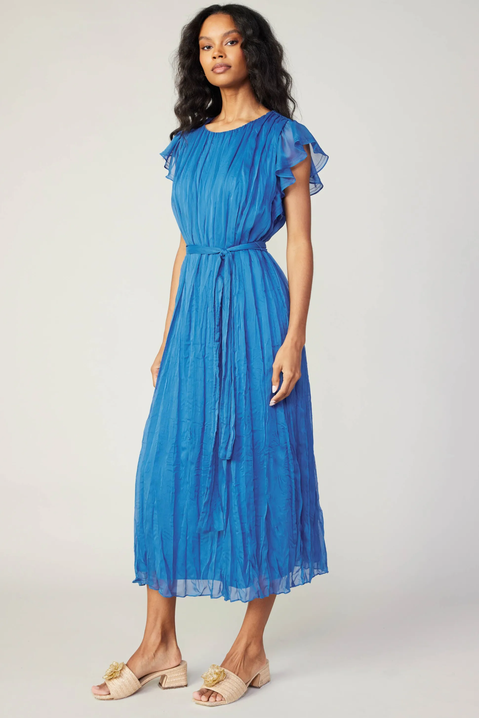 Crinkled Texture Flutter Dress<Current Air Sale