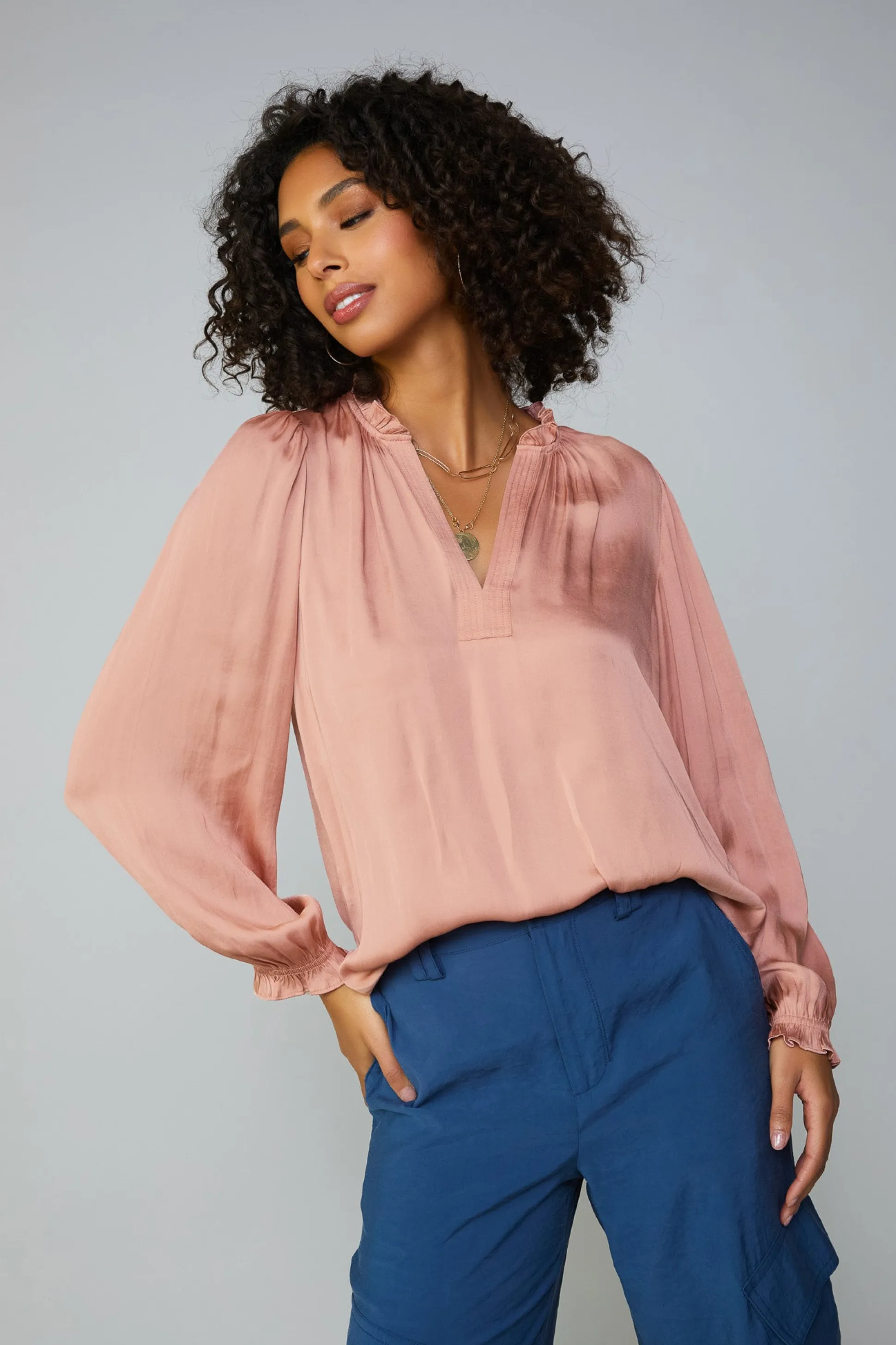 Top Stitch Placket Blouse<Current Air Sale
