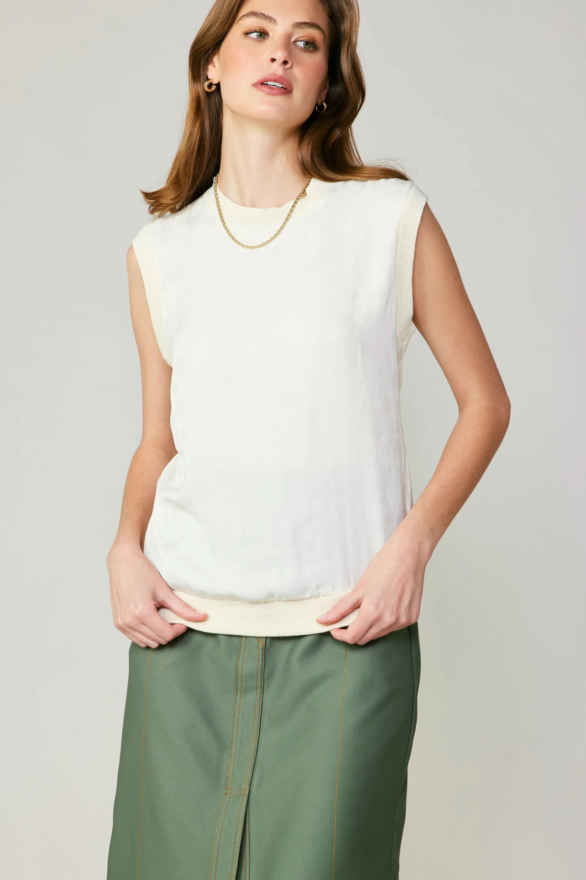 Contrast Crewneck Top<Current Air Best