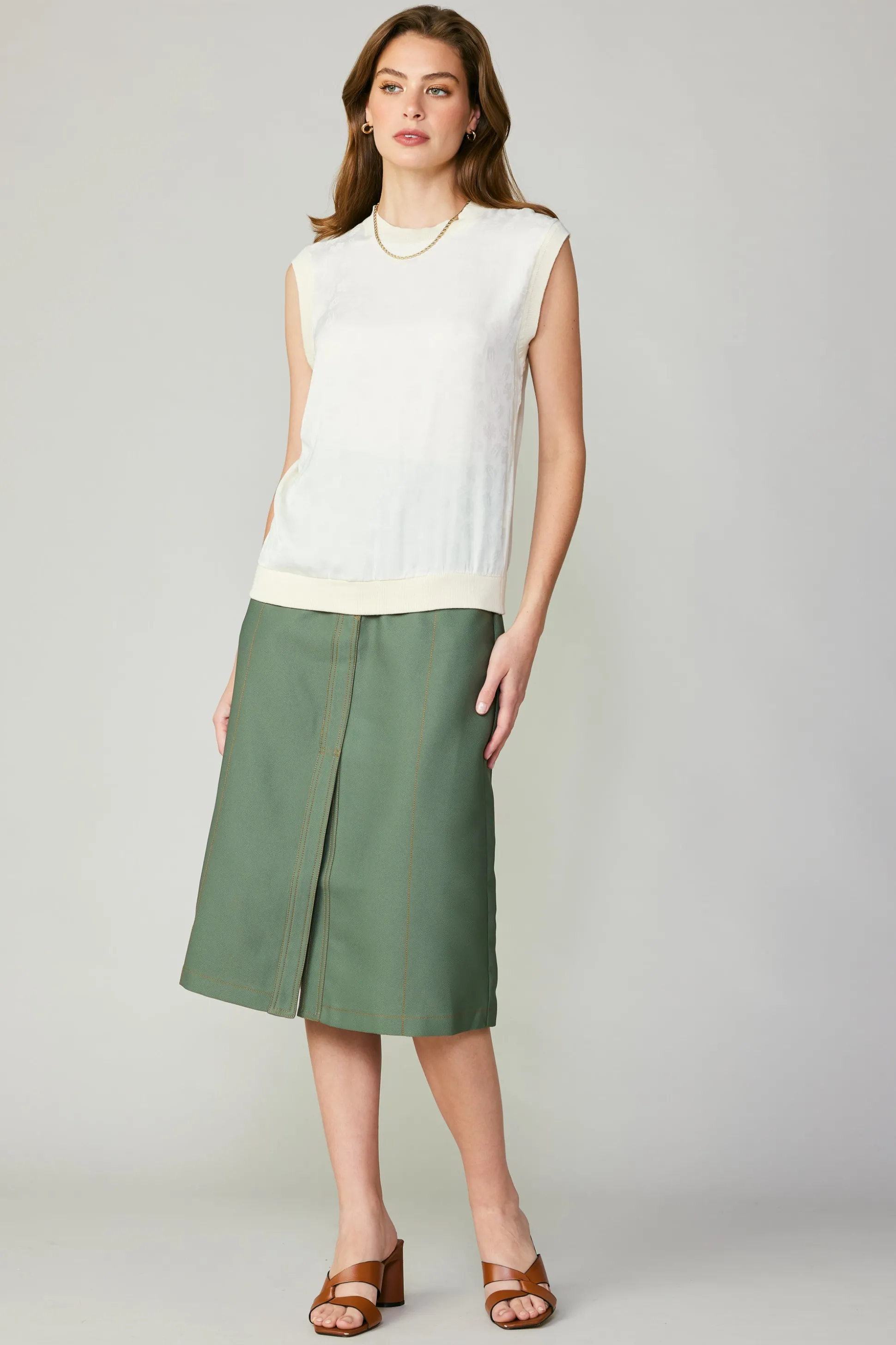 Contrast Crewneck Top<Current Air Best