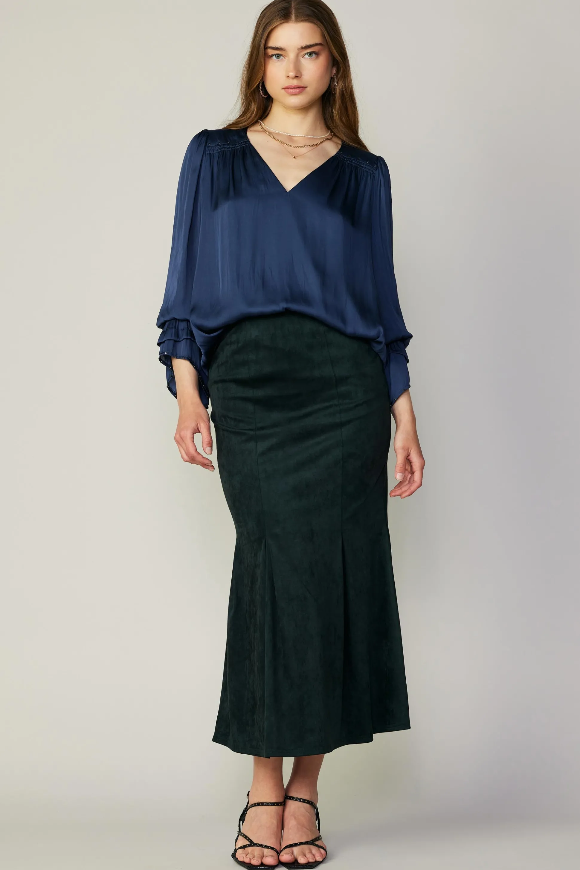 Vegan Suede Fishtail Skirt<Current Air New