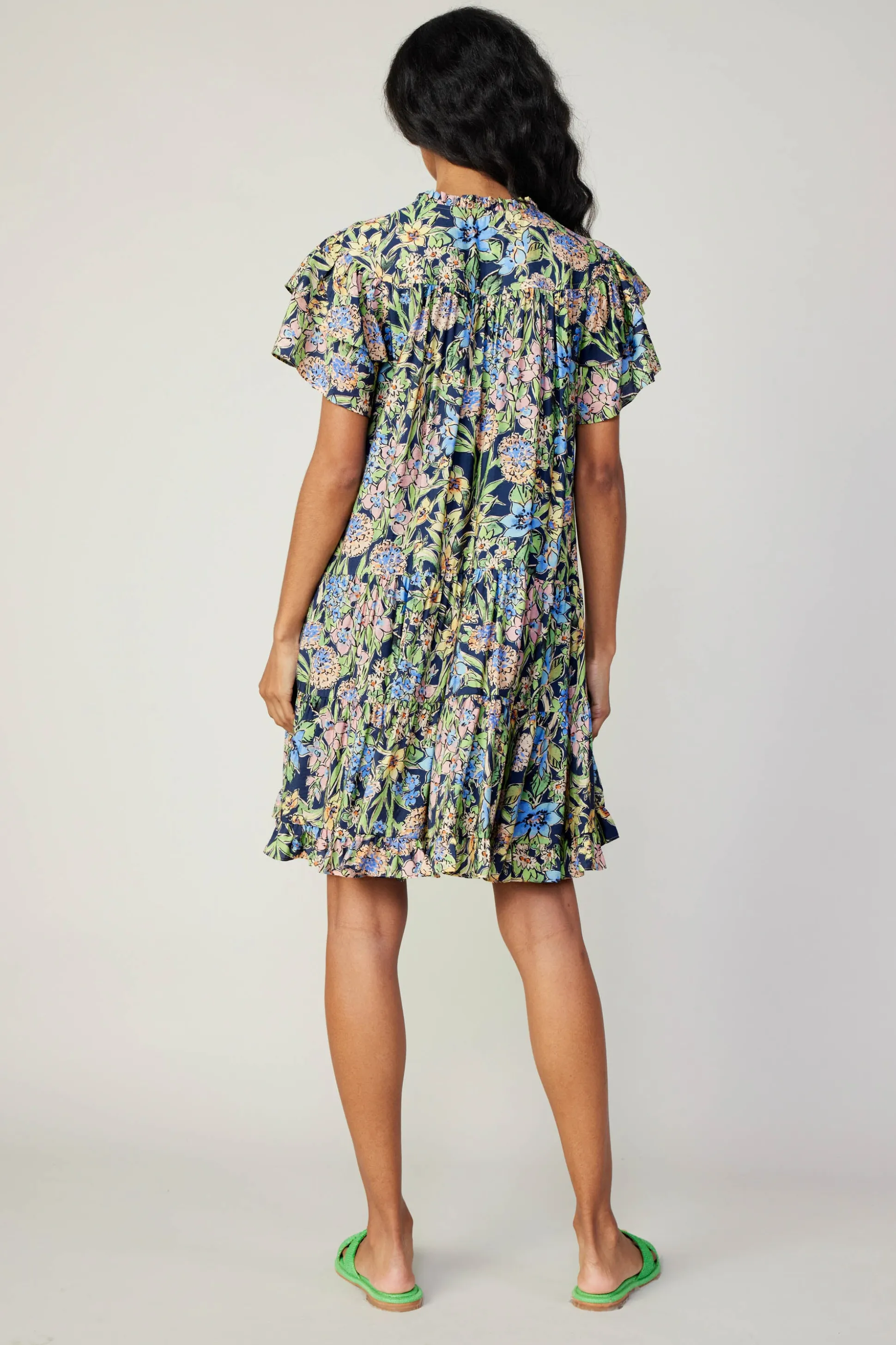 Flutter Sleeve Floral Print Dress<Current Air Fashion